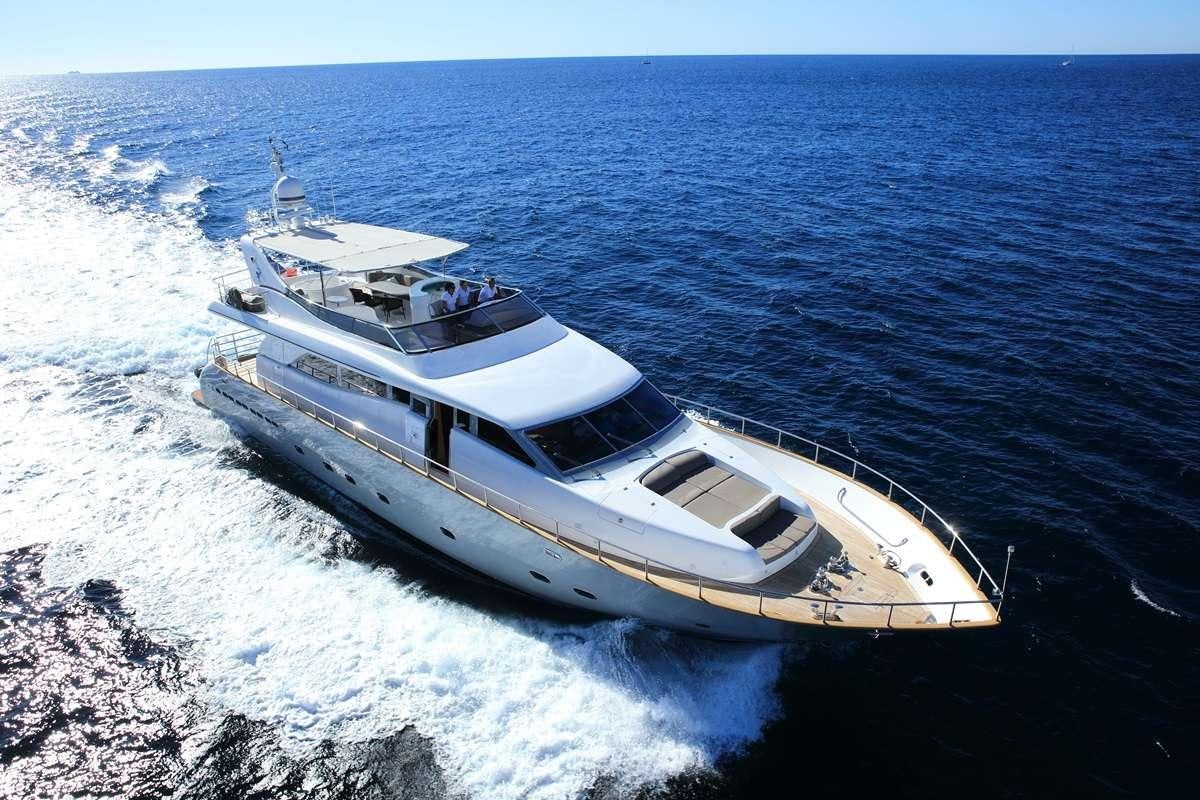 a boat on the water aboard COCA VI Yacht for Charter