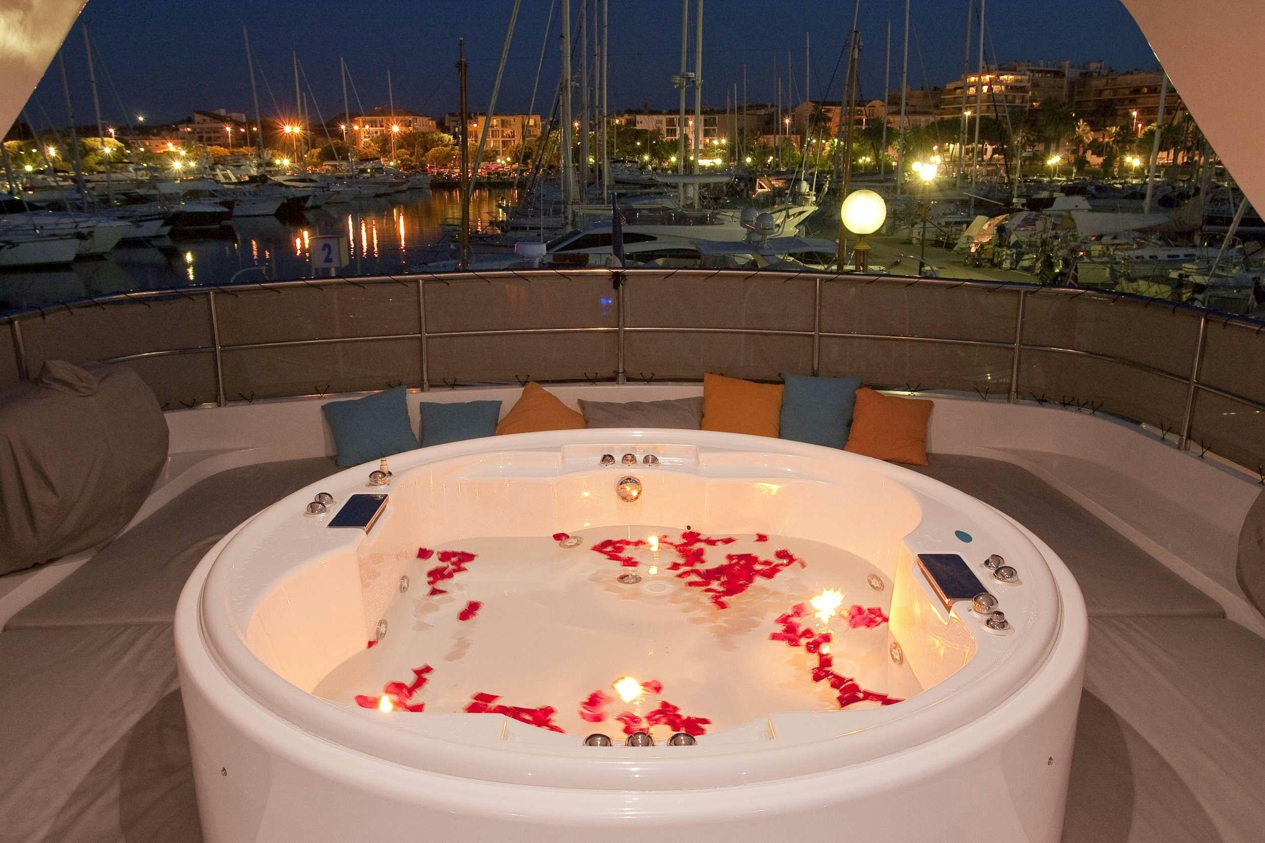 a cake on a table aboard COCA VI Yacht for Charter