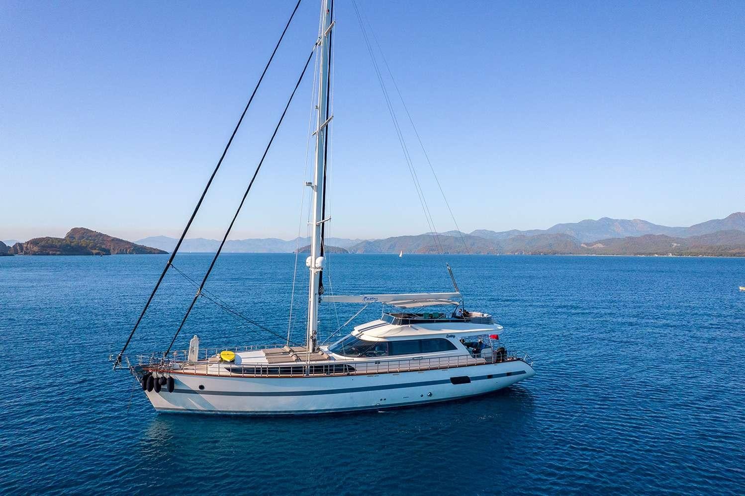 a boat in the water aboard DESTINY Yacht for Charter