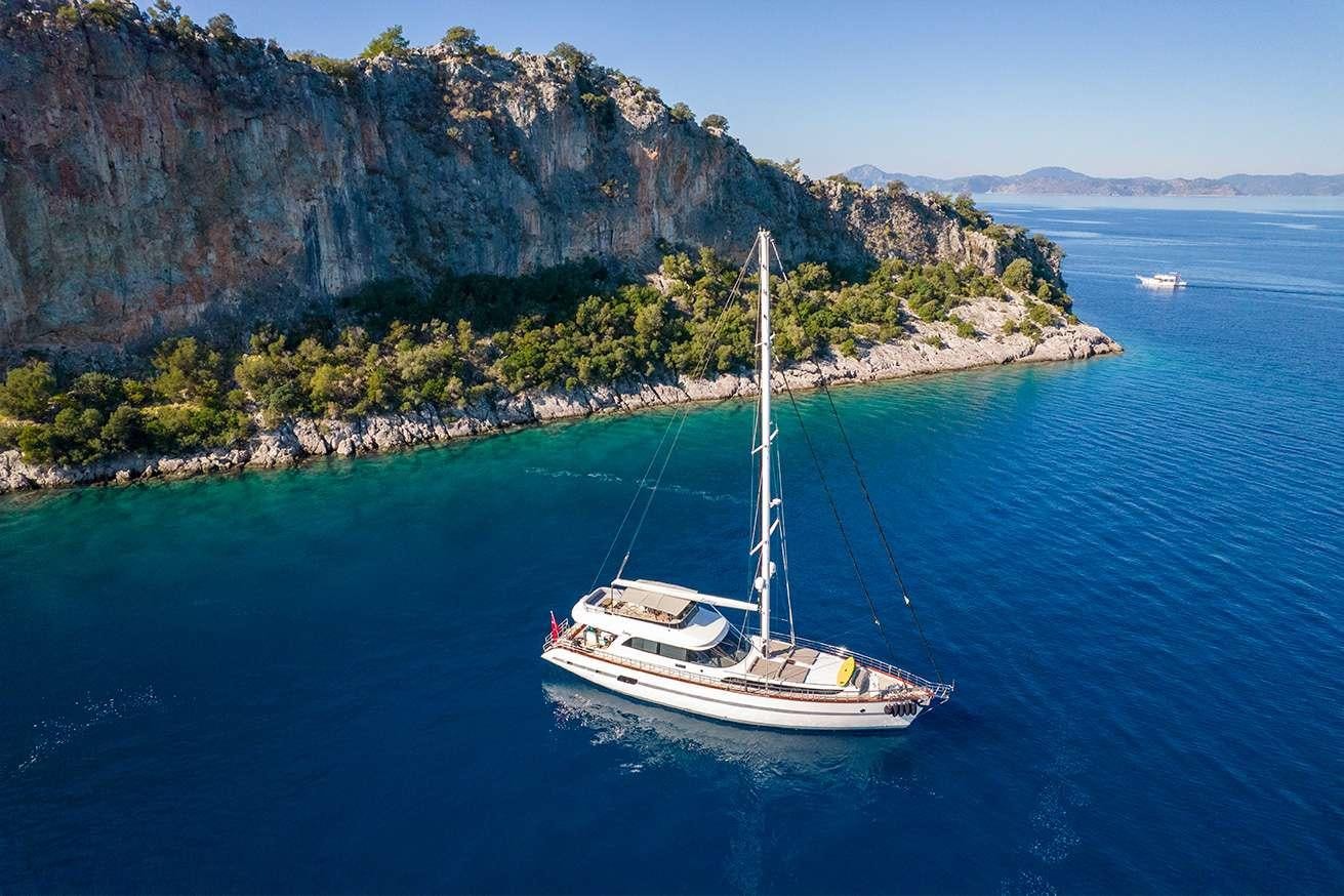a boat on the water aboard DESTINY Yacht for Charter
