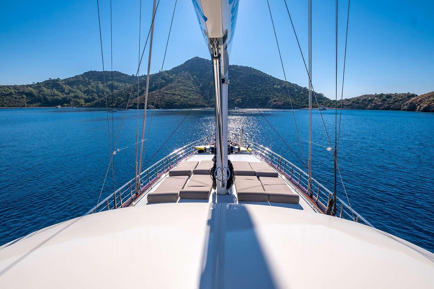 a boat on the water aboard DESTINY Yacht for Charter