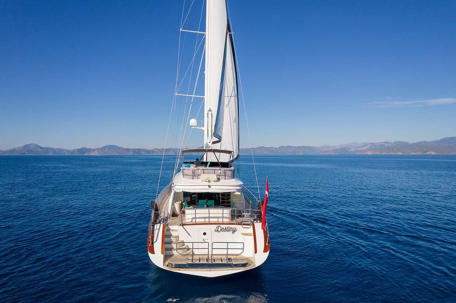 a sailboat on the water aboard DESTINY Yacht for Charter