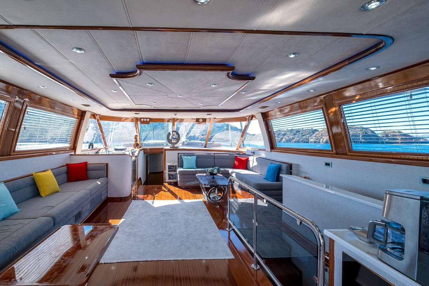 inside of a boat aboard DESTINY Yacht for Charter