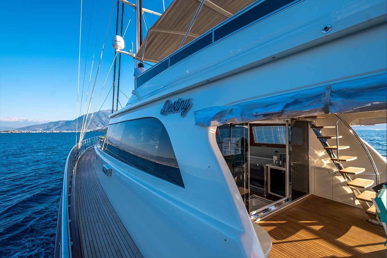 a boat on the water aboard DESTINY Yacht for Charter