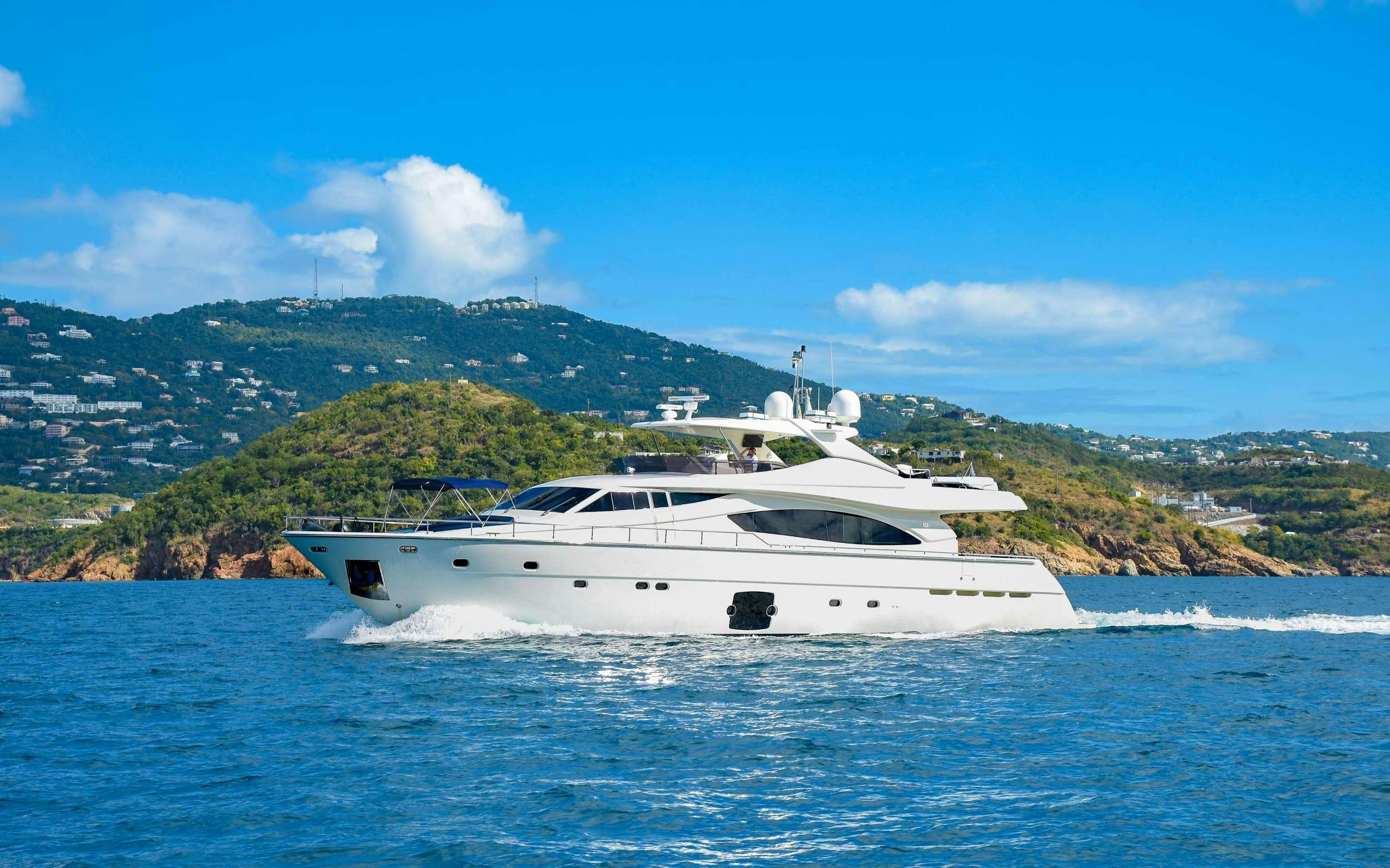 a boat on the water aboard INDULGE II Yacht for Charter