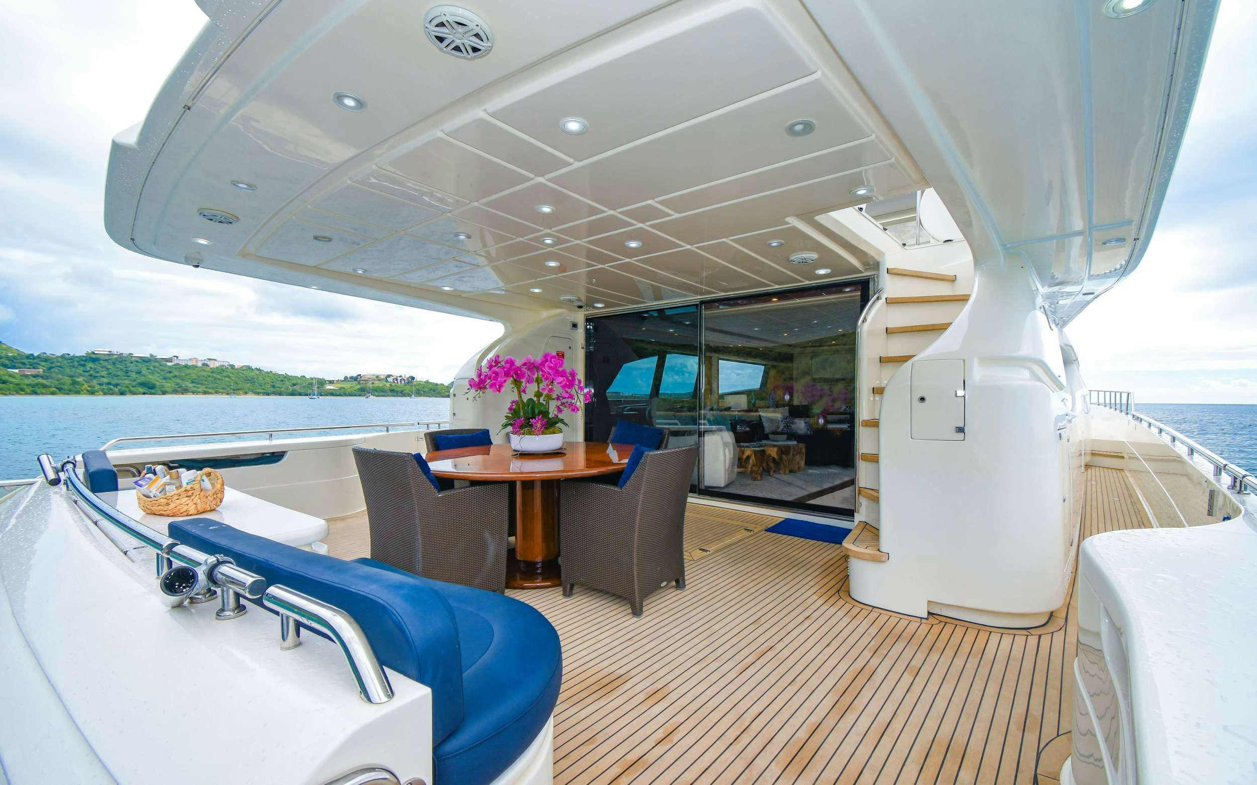 a boat on the water aboard INDULGE II Yacht for Charter