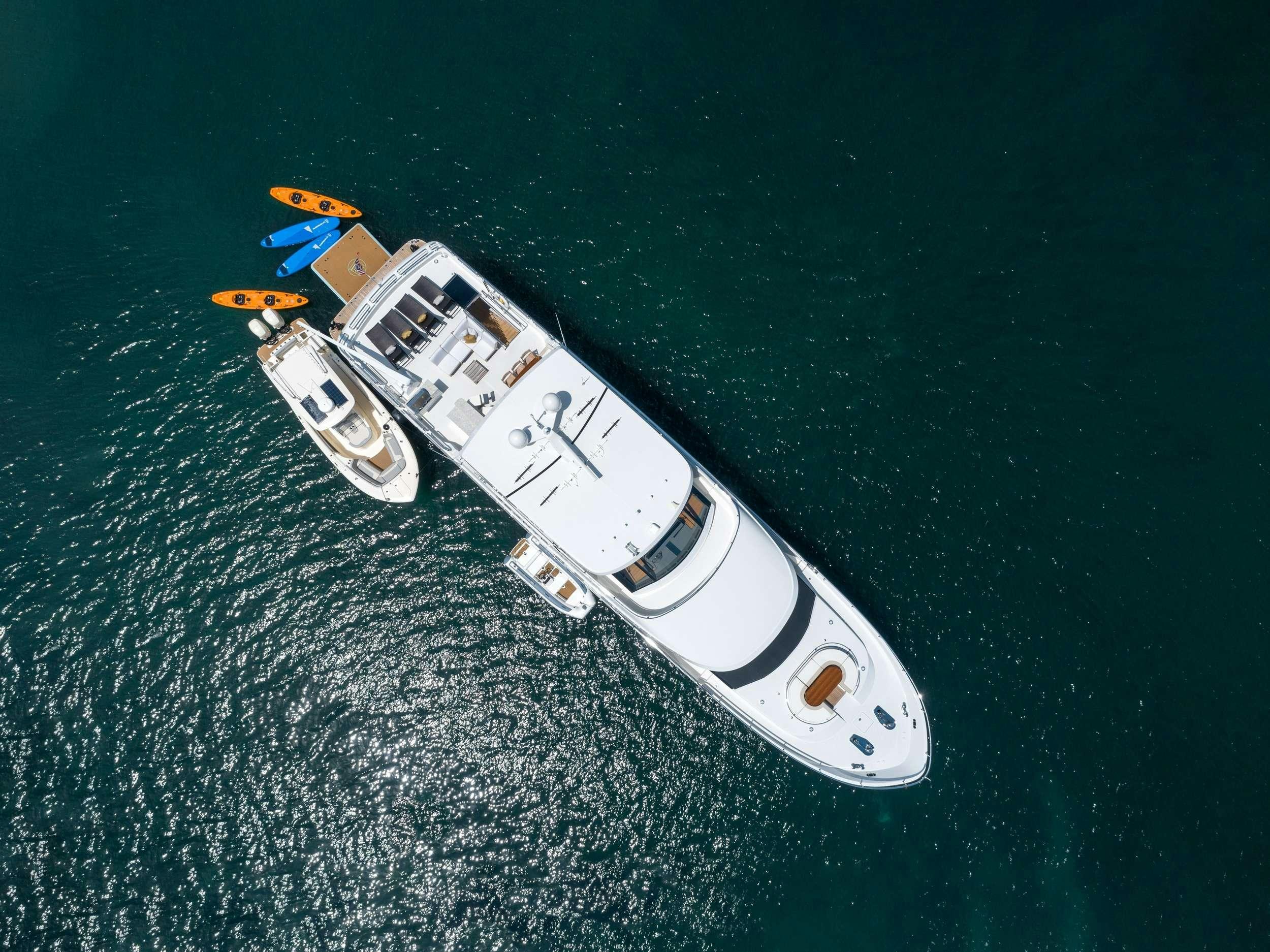 a space ship in the water aboard ZEPHYR Yacht for Charter
