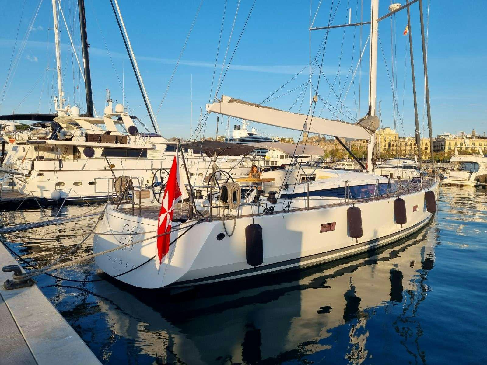 a boat in the water aboard AENEA Yacht for Charter