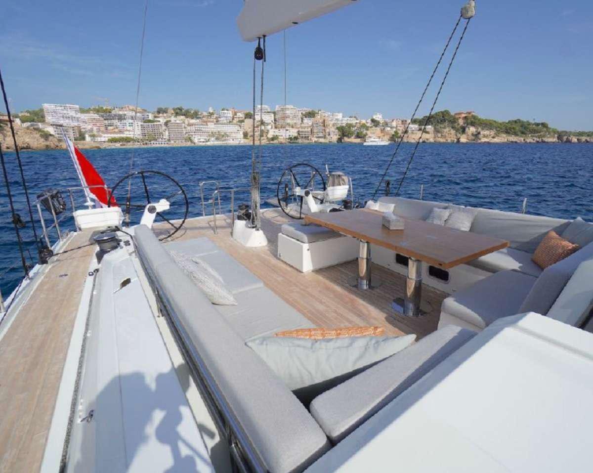 a boat on the water aboard AENEA Yacht for Charter