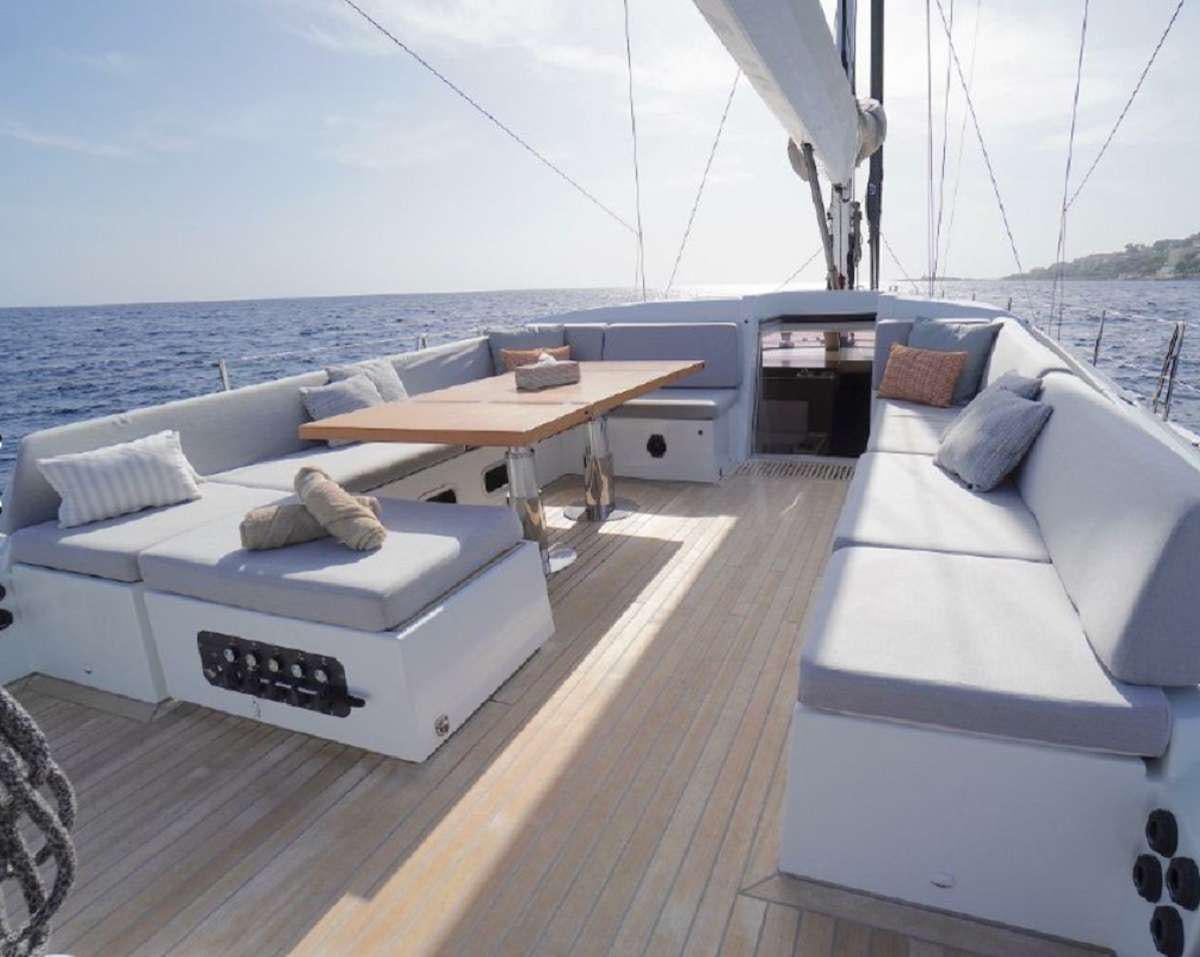 a boat on the water aboard AENEA Yacht for Charter