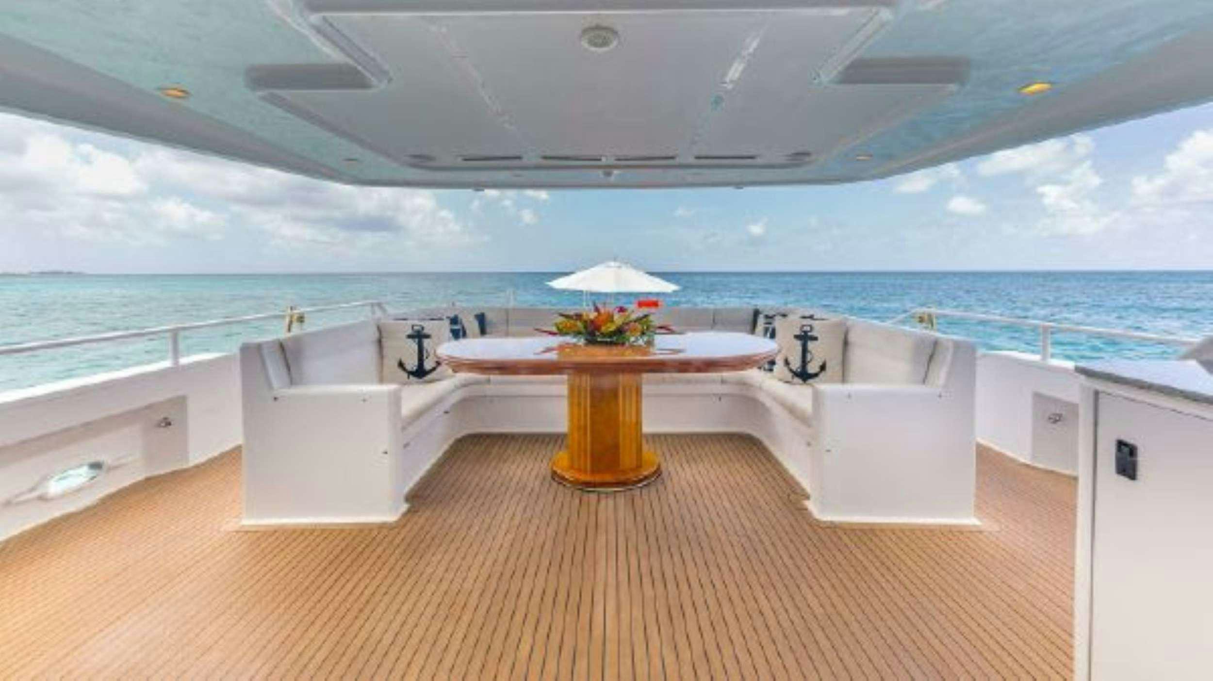 a large bathroom with a large tub aboard ROGUE Yacht for Charter
