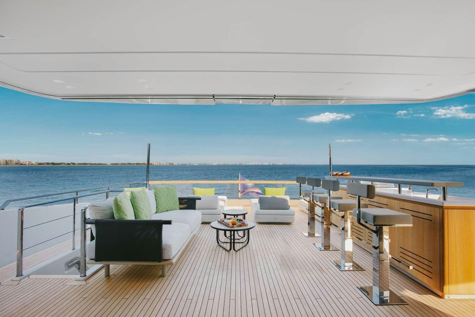 a balcony overlooking the ocean aboard PEARL Yacht for Charter