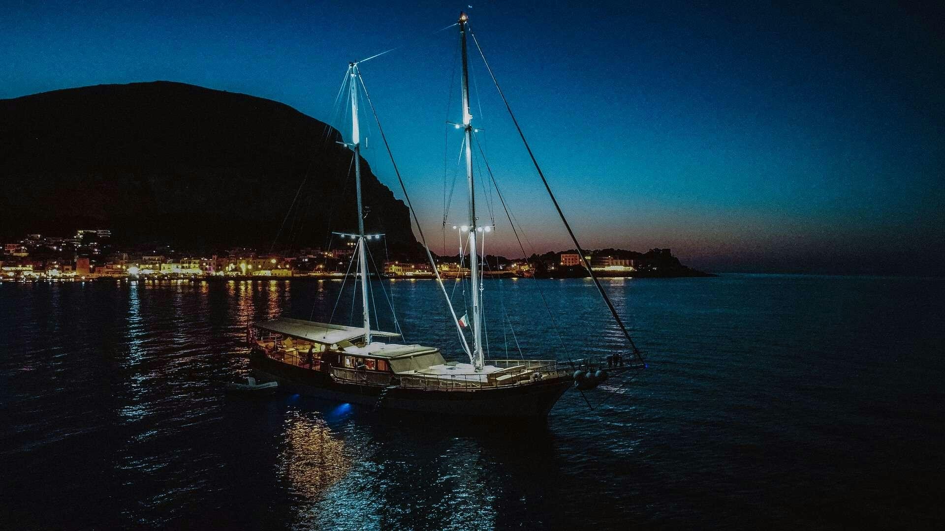 a sailboat in the water aboard HANDE CAPO GALERA Yacht for Charter
