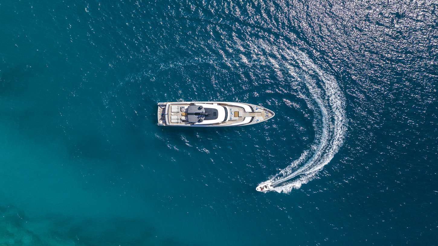 a white and silver boat in the water aboard FATSA Yacht for Charter