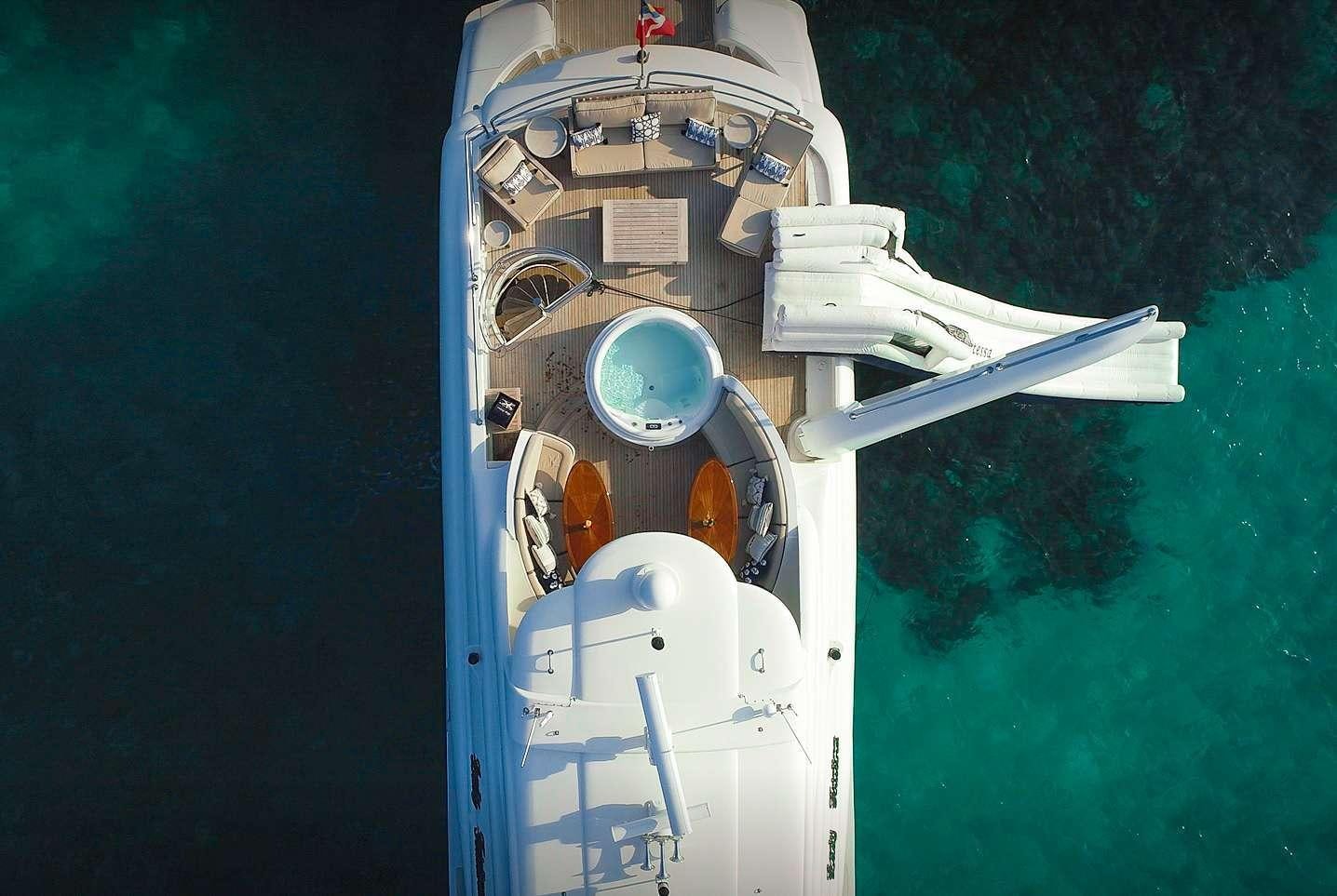 a satellite over a body of water aboard LADY KRISTINA Yacht for Charter