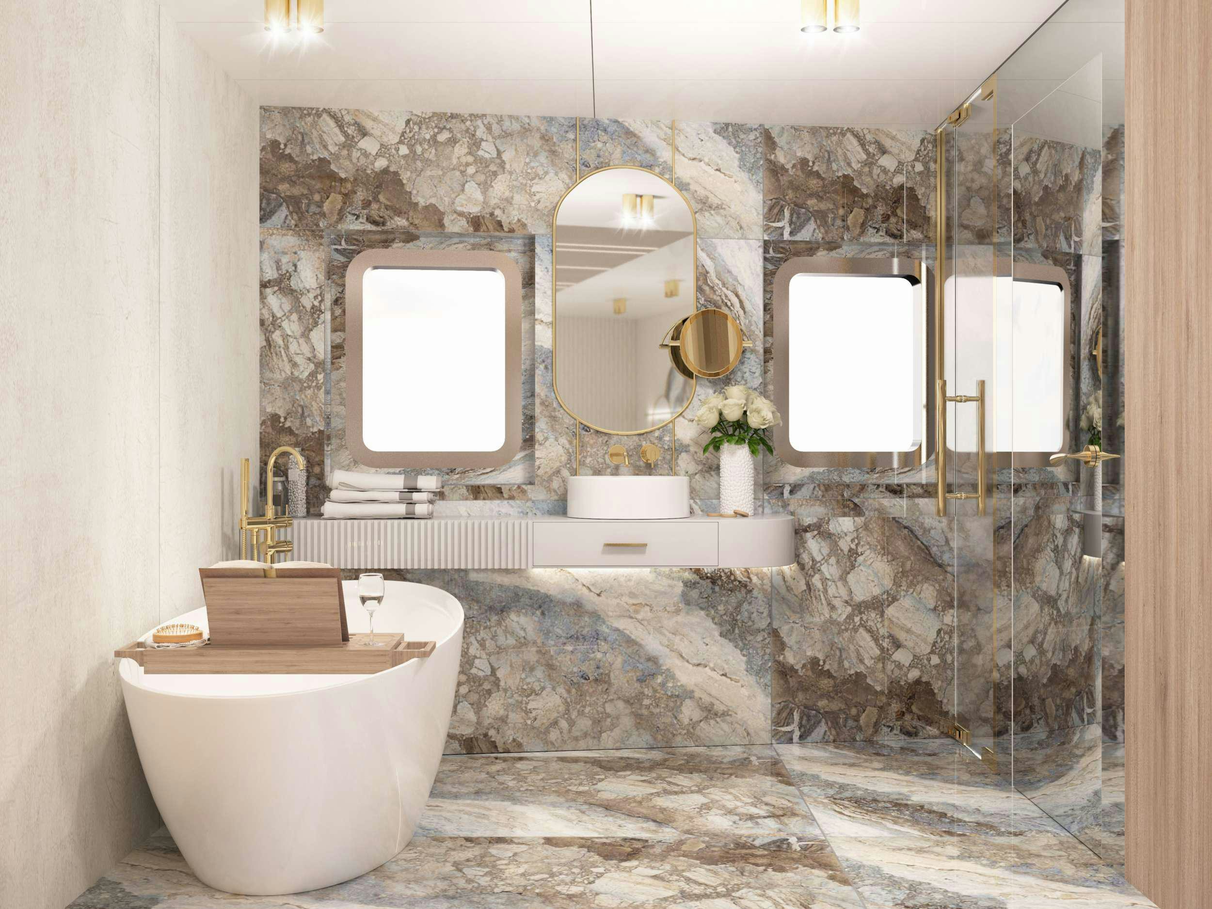 a bathroom with a large tub aboard SCORPIOS Yacht for Charter