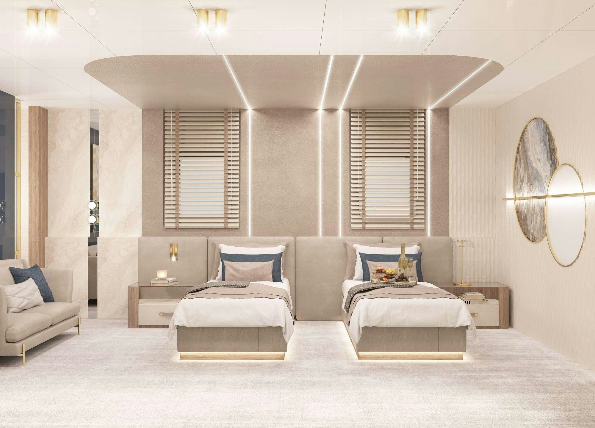 a room with a couch and a table aboard SCORPIOS Yacht for Charter