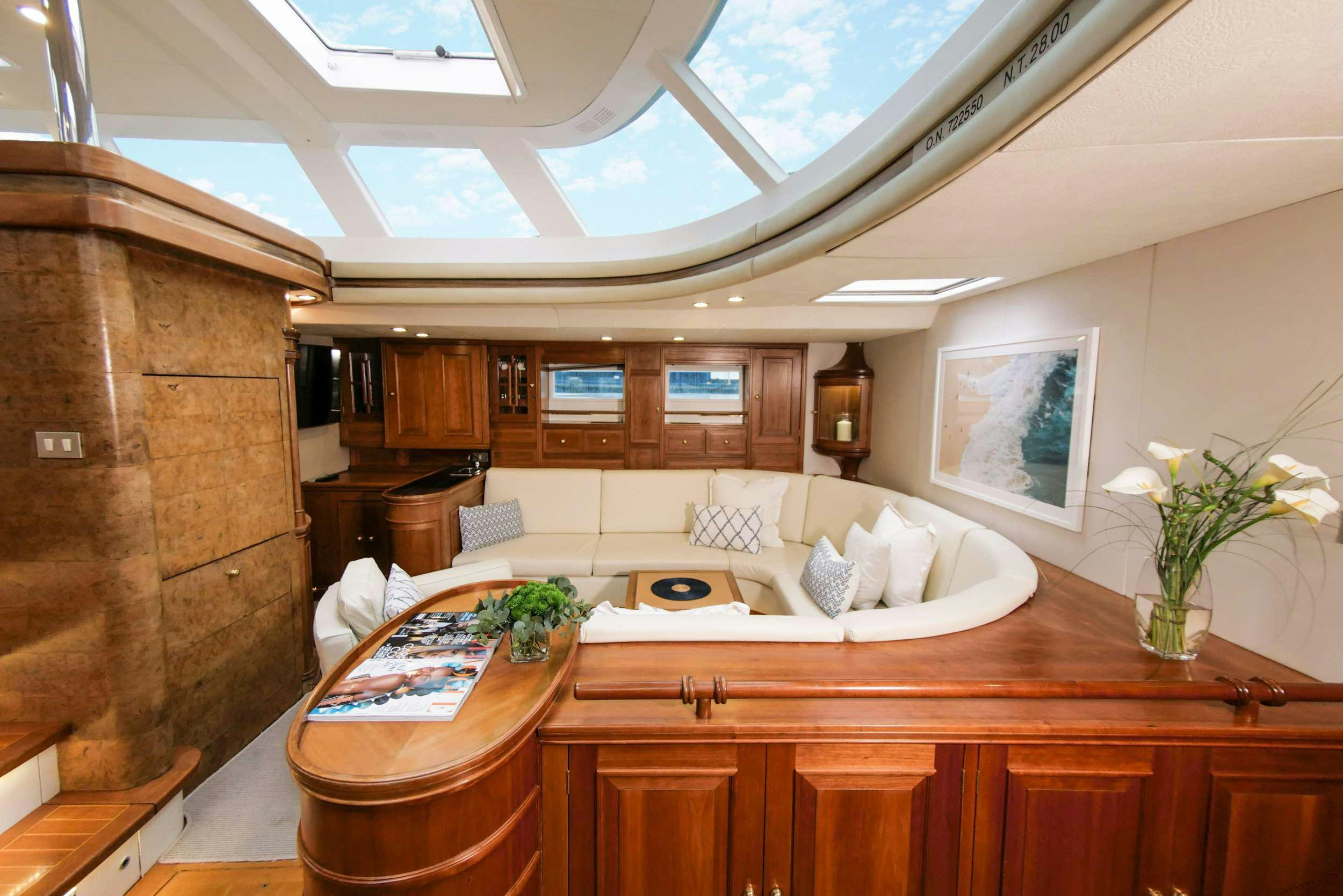 a large bathroom with a large bed aboard ELTON Yacht for Charter