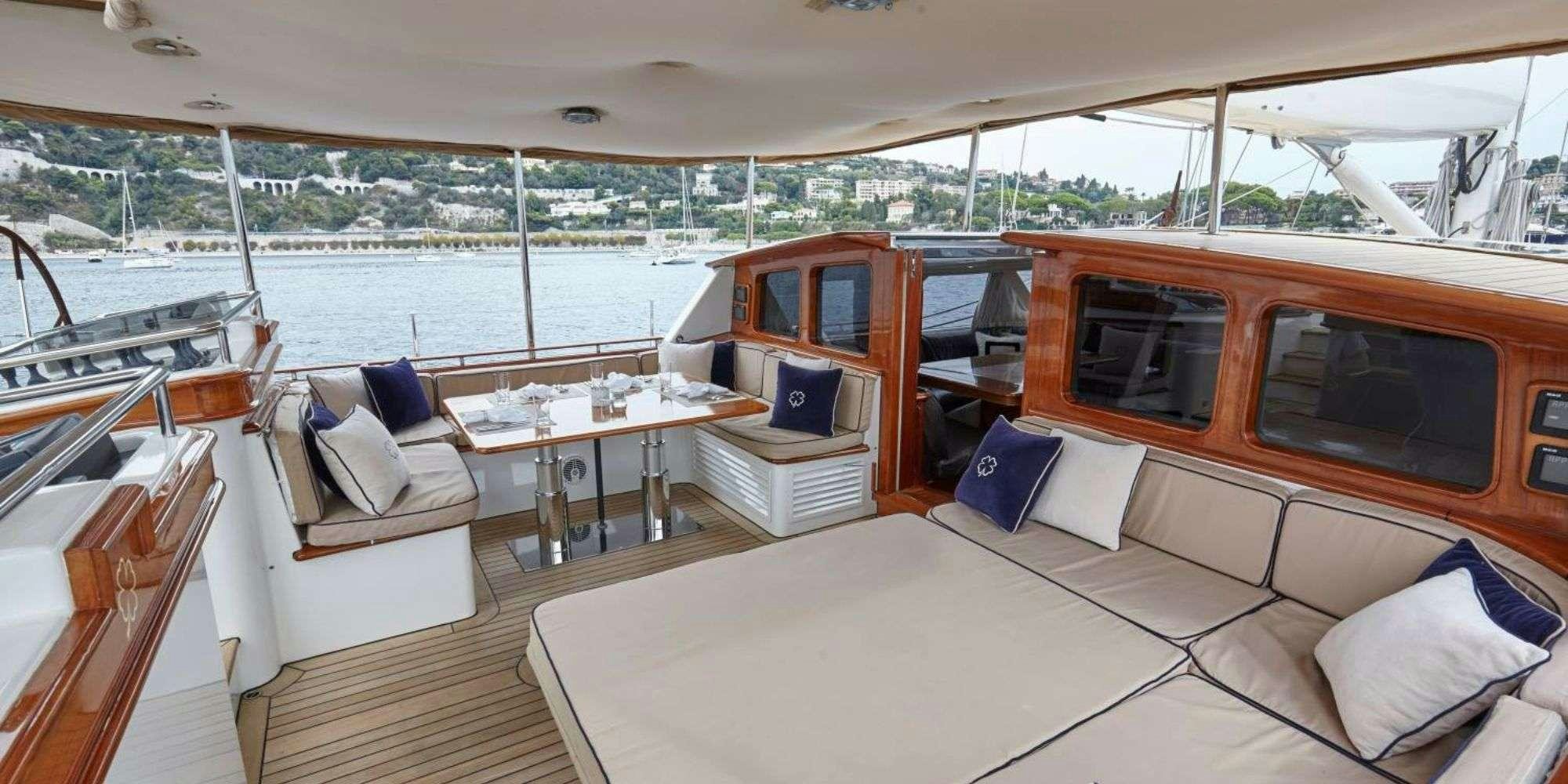 a boat with a large bed aboard IRELANDA Yacht for Charter