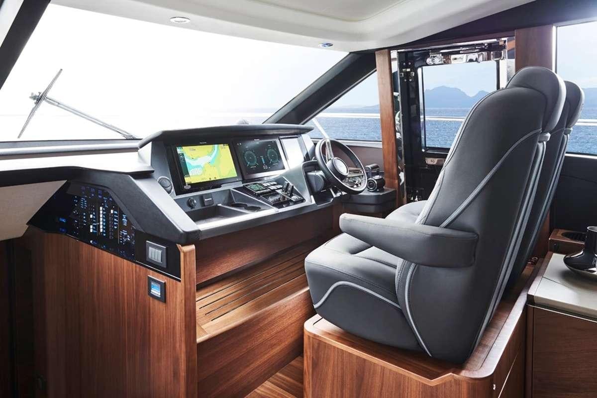 inside of a car aboard CHAMELEON III Yacht for Charter