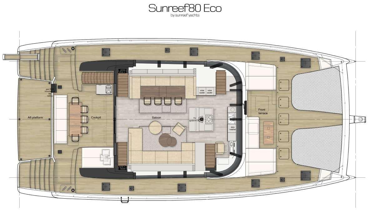 diagram, engineering drawing aboard VIVA LA VIDA Yacht for Charter