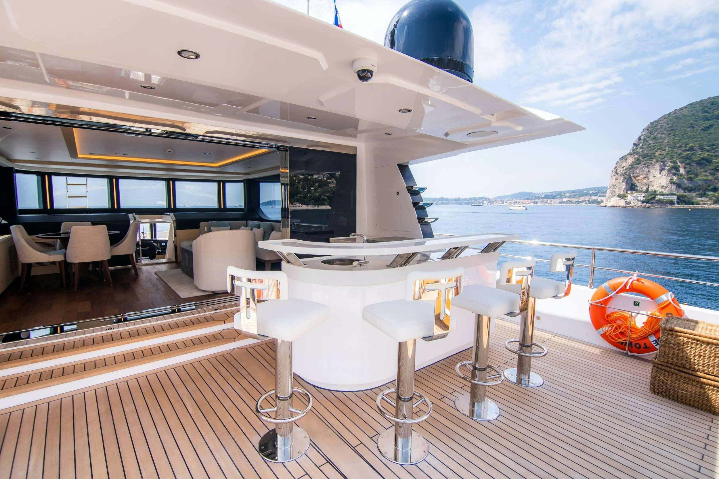 a boat on a deck aboard OCEAN VIEW Yacht for Charter