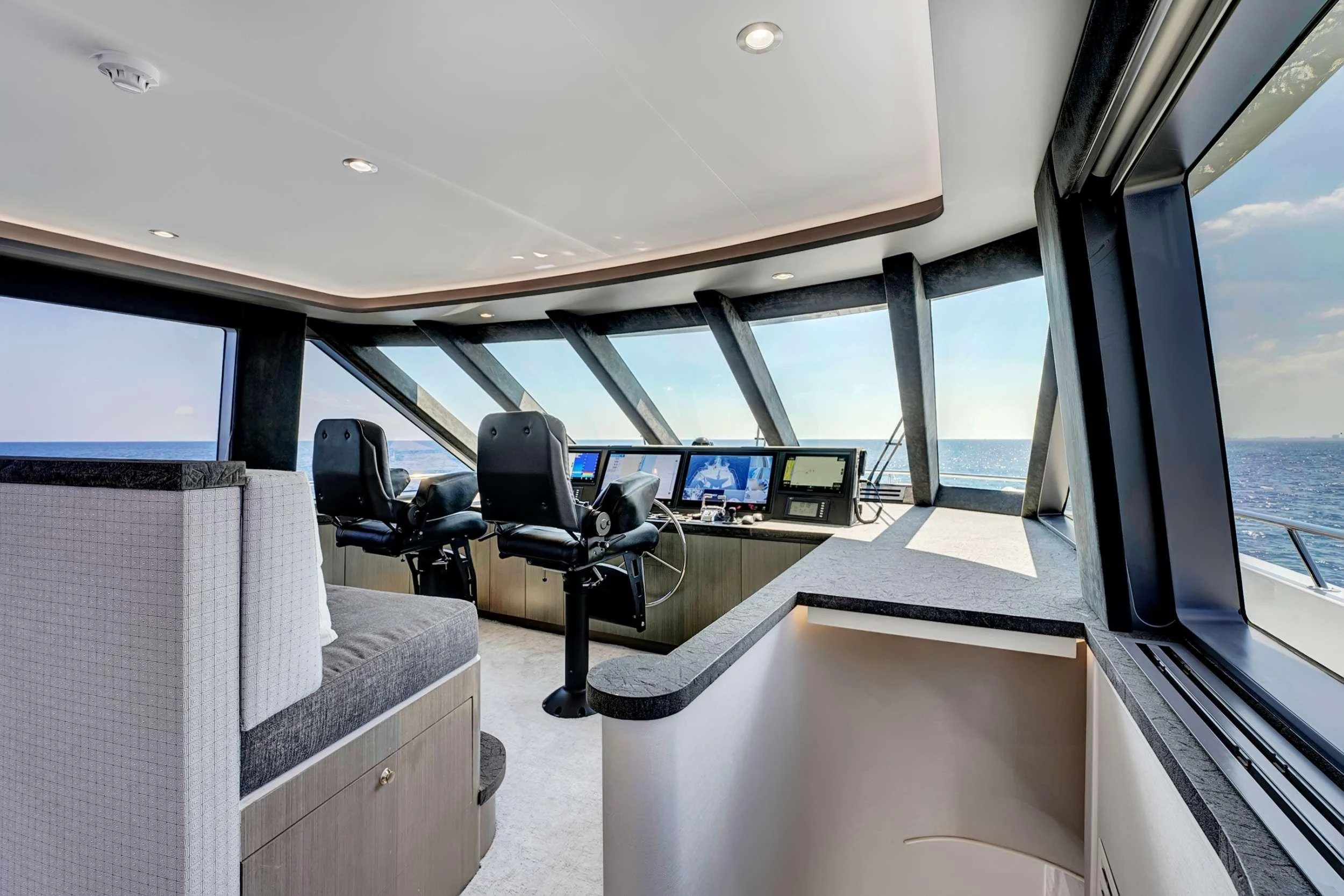 inside of a car aboard MAS GRANDE Yacht for Charter