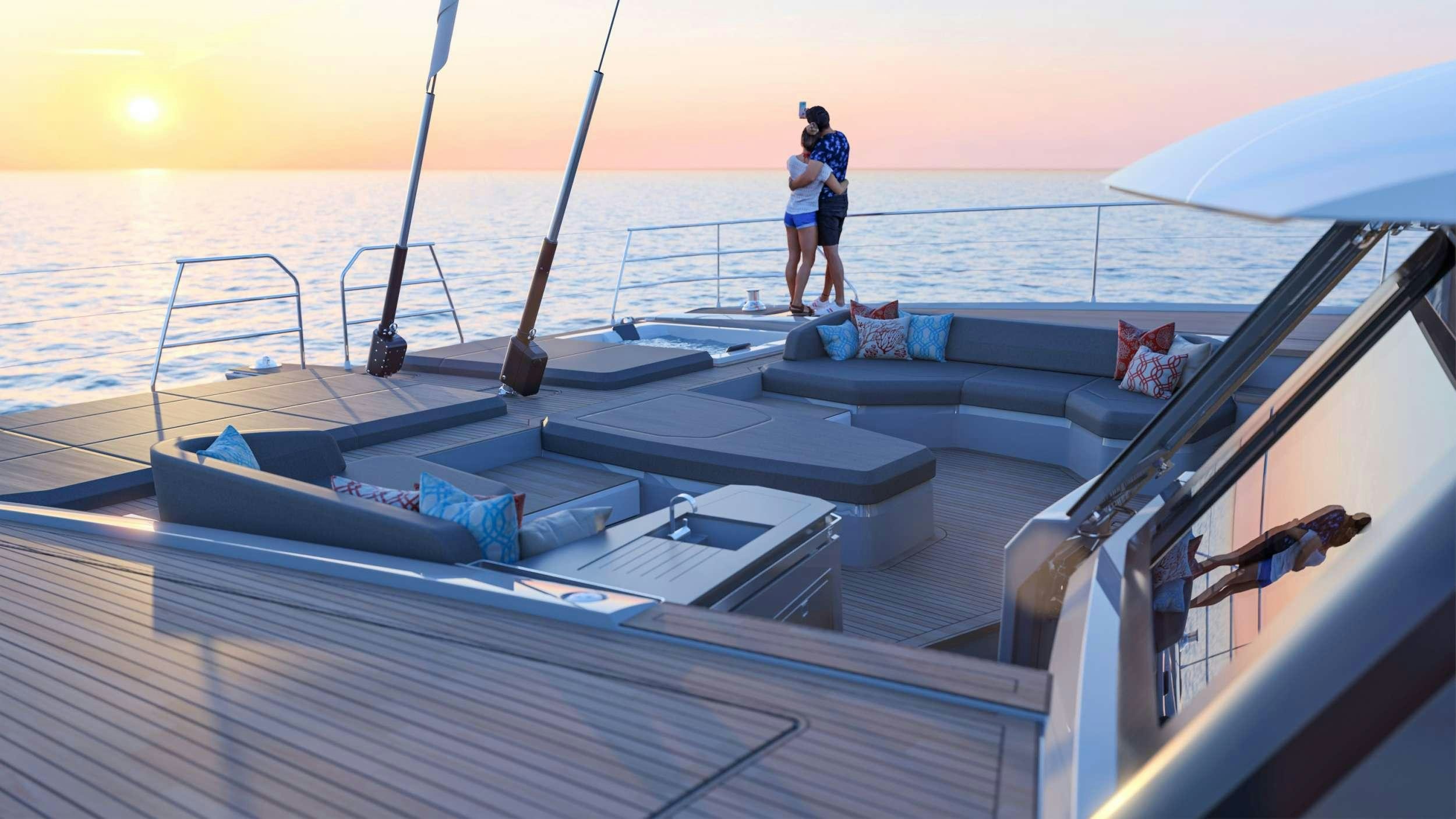 a couple of people on a boat aboard AD ASTRA 80 Yacht for Charter