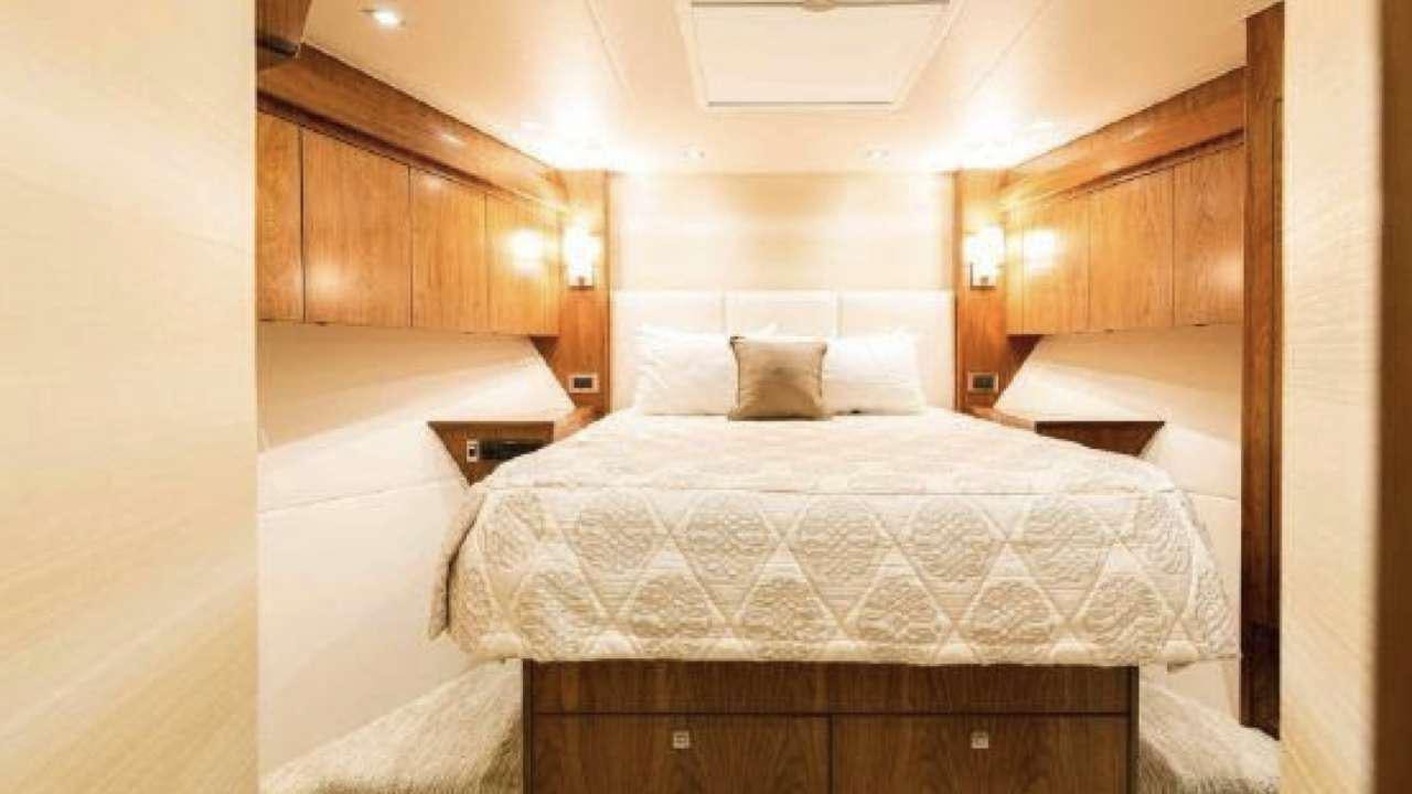 a bed in a room aboard TOUCHE Yacht for Charter