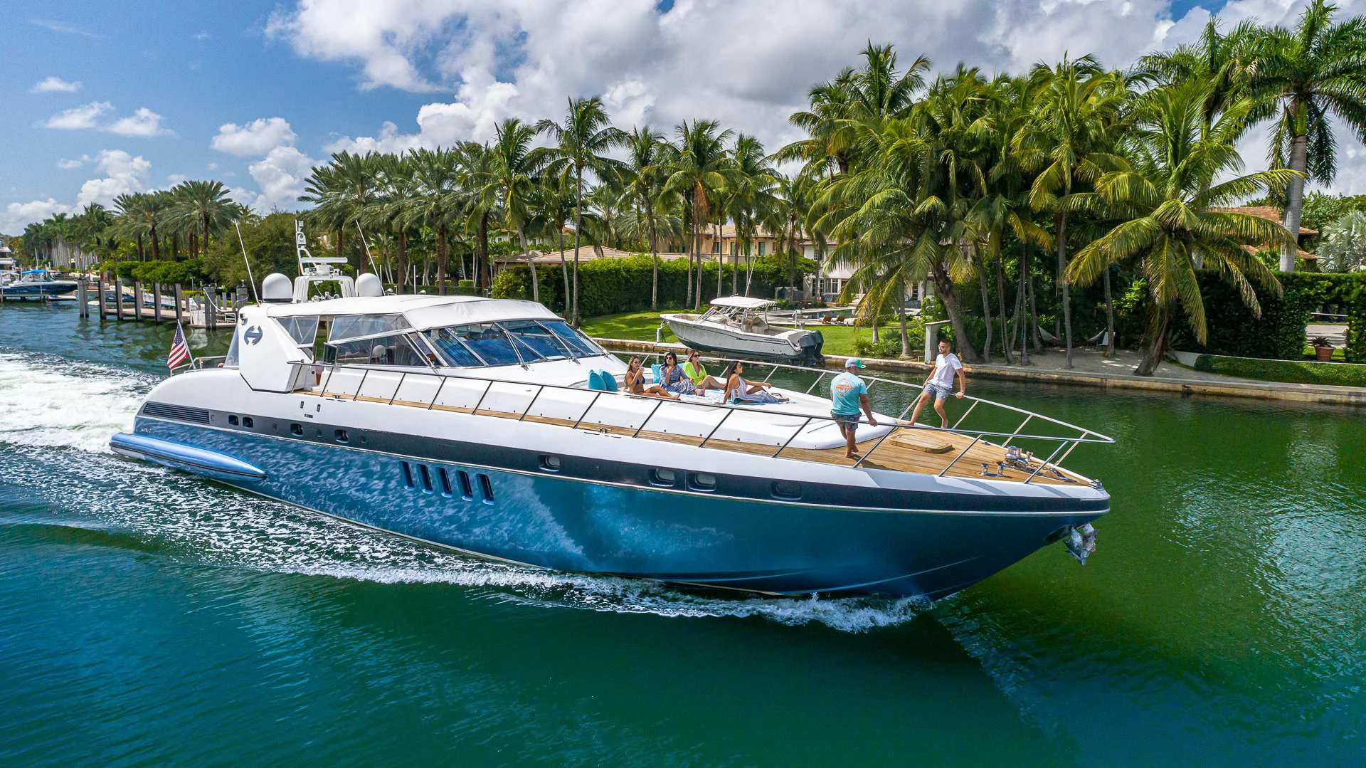 a boat in the water aboard HAPPY Yacht for Charter