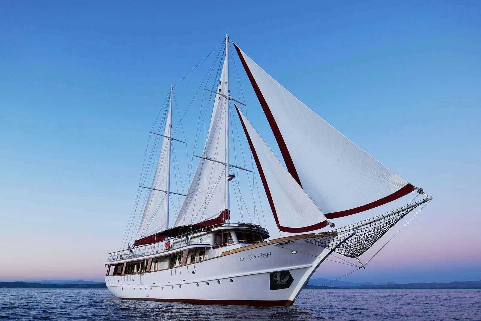 a boat on the water aboard CATALEYA Yacht for Charter