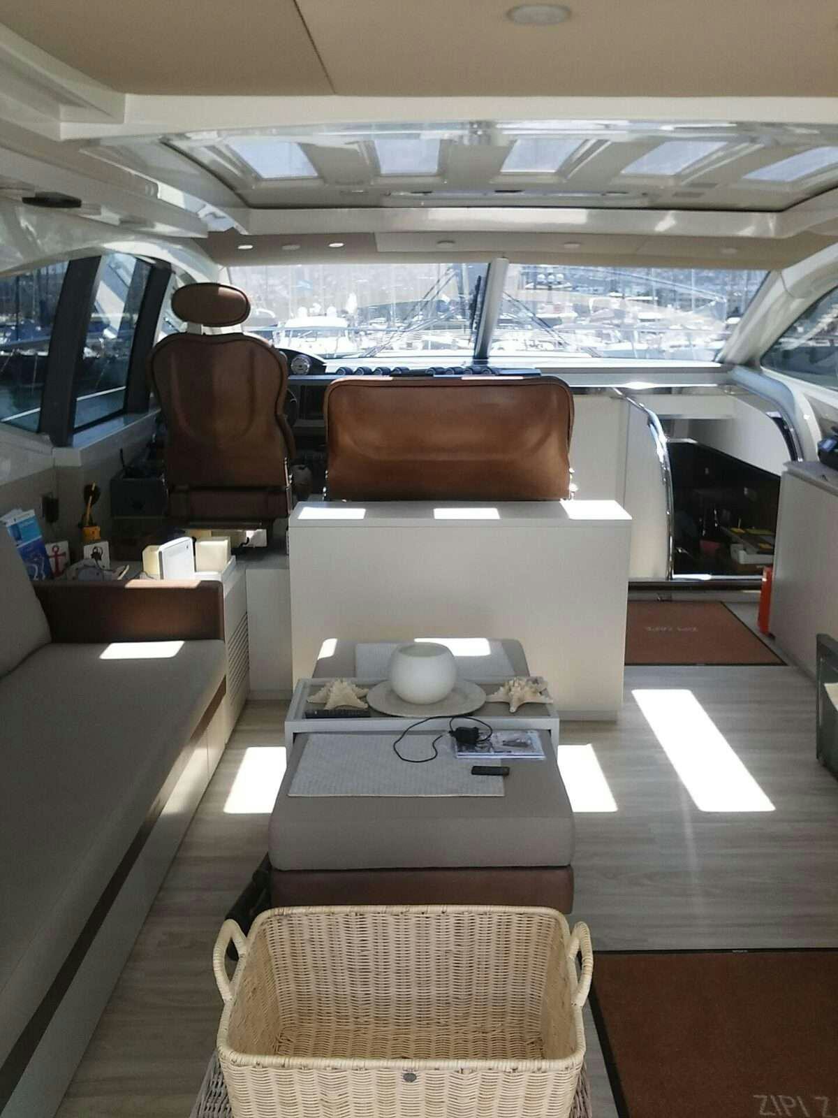 inside of a vehicle aboard ZIPI ZAPE Yacht for Charter