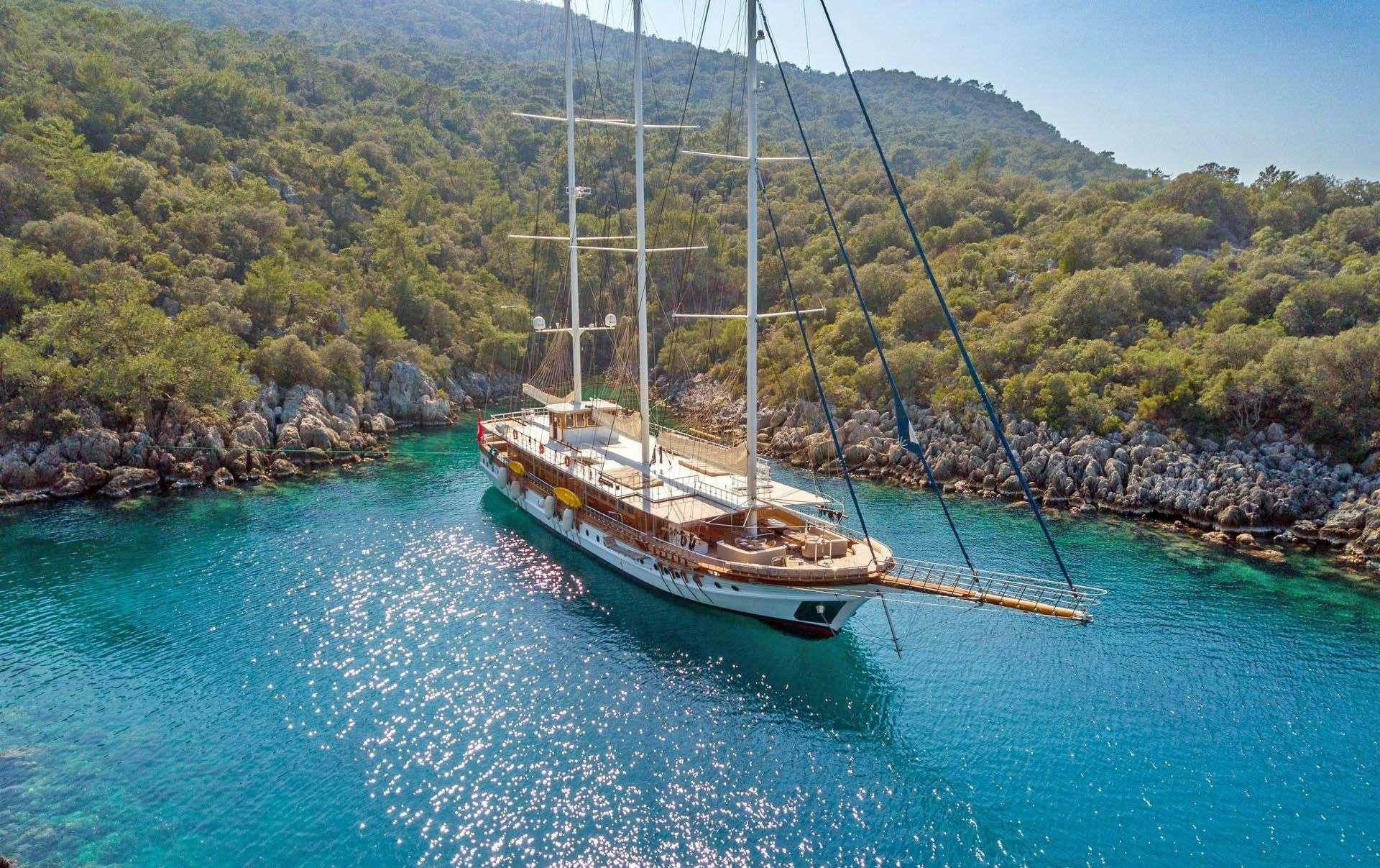 a sailboat on the water aboard ADMIRAL Yacht for Charter