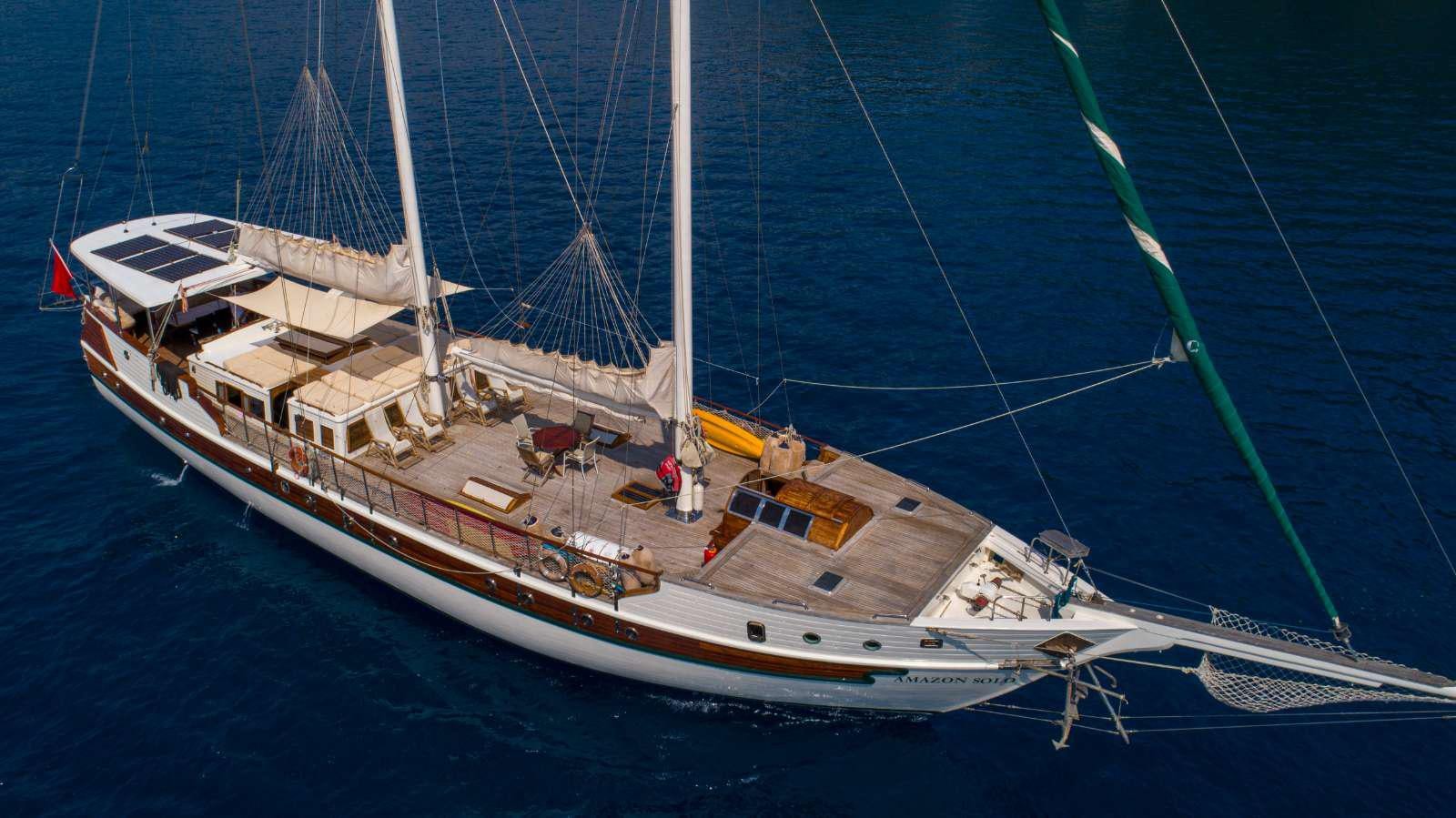 a boat on the water aboard AMAZON SOLO Yacht for Charter