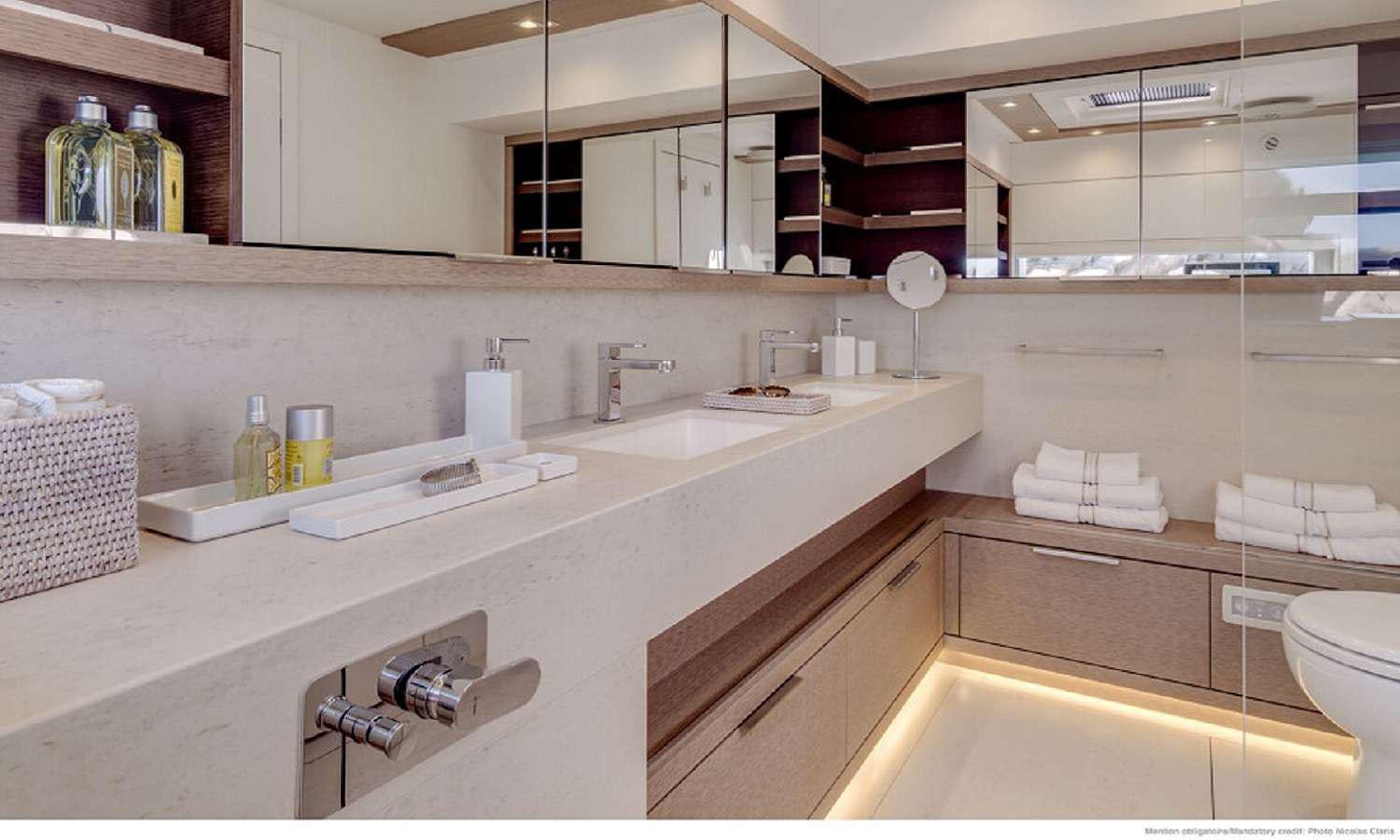 a bathroom with a sink and a toilet aboard SYLENE Yacht for Charter