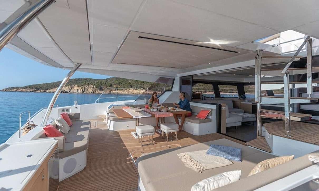 a boat on the water aboard INDULGENCE Yacht for Charter