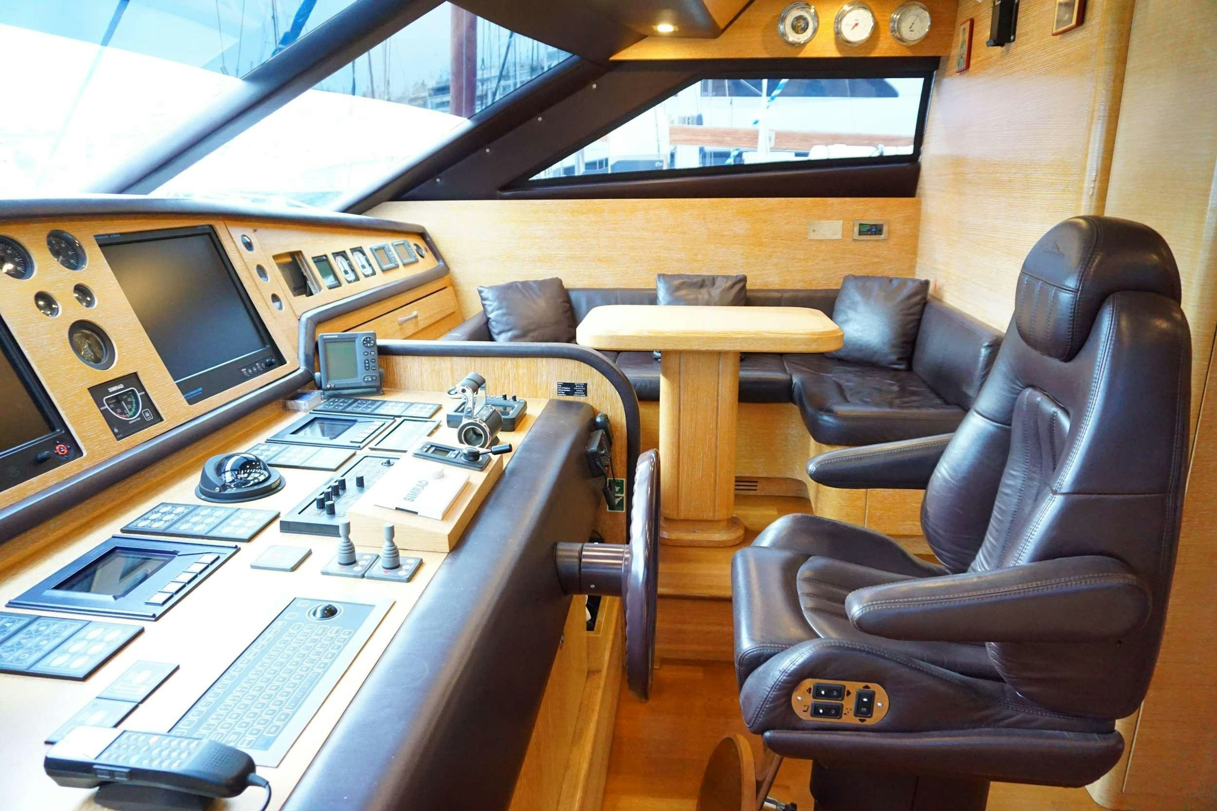 a room with a piano and a desk with a computer aboard MYTHOS Yacht for Charter