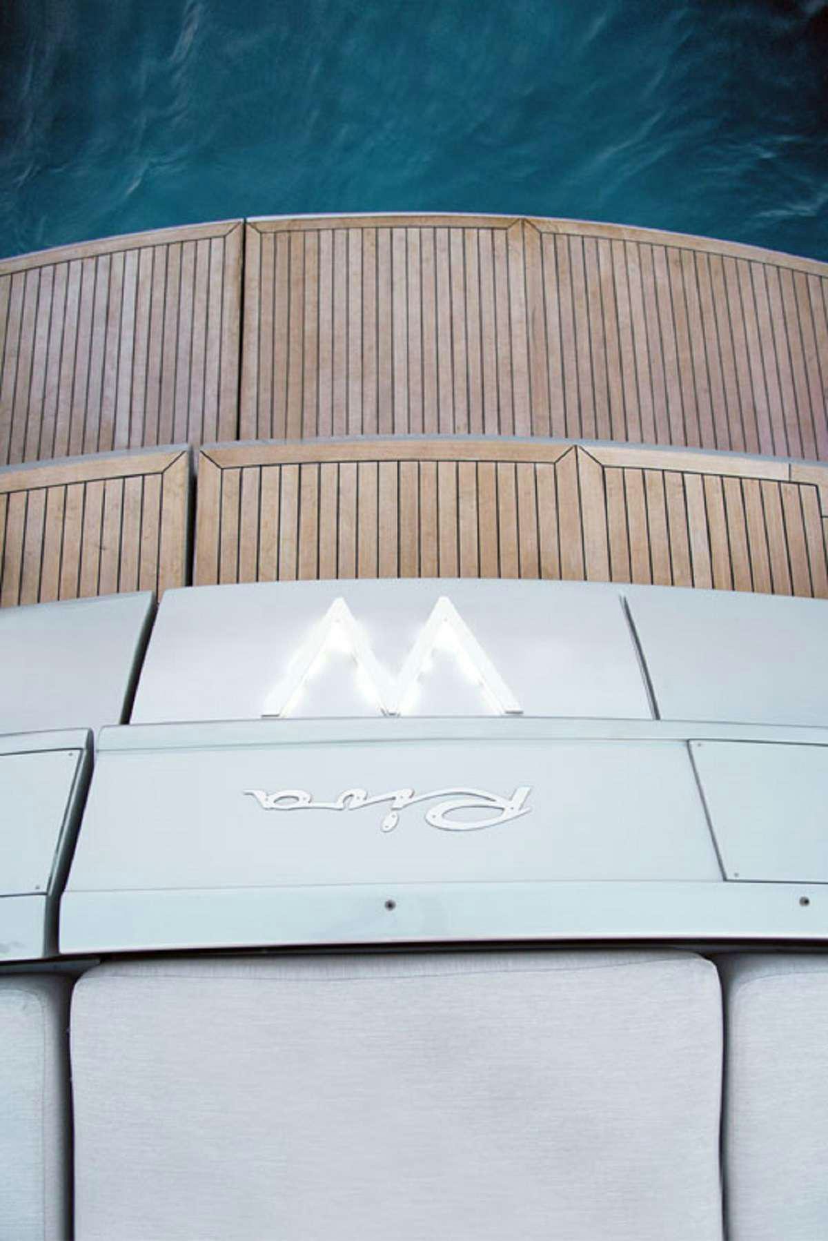 a white square object with a white design on it aboard W Yacht for Charter