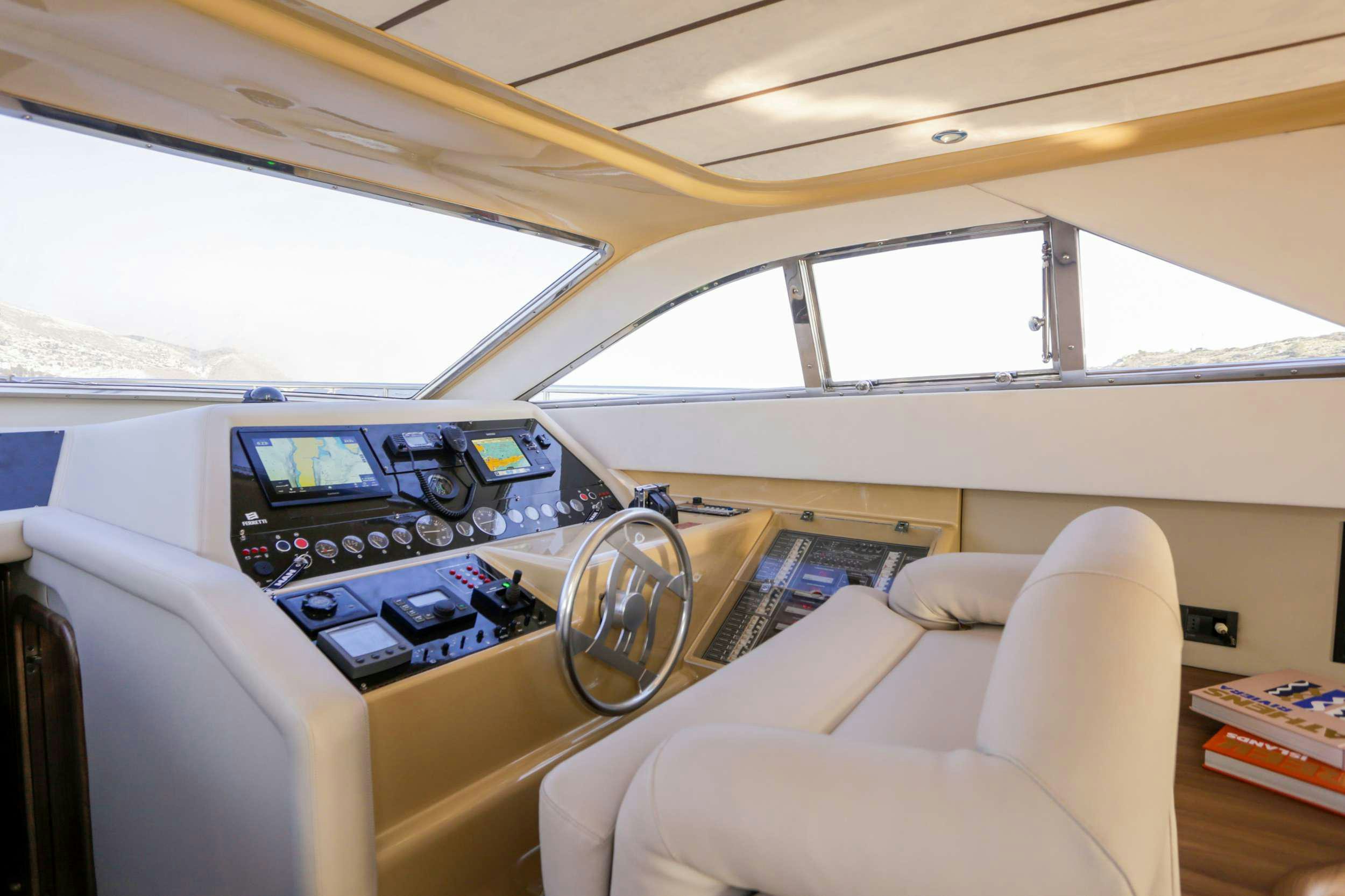 inside of a car aboard SUMMER CAMP Yacht for Charter