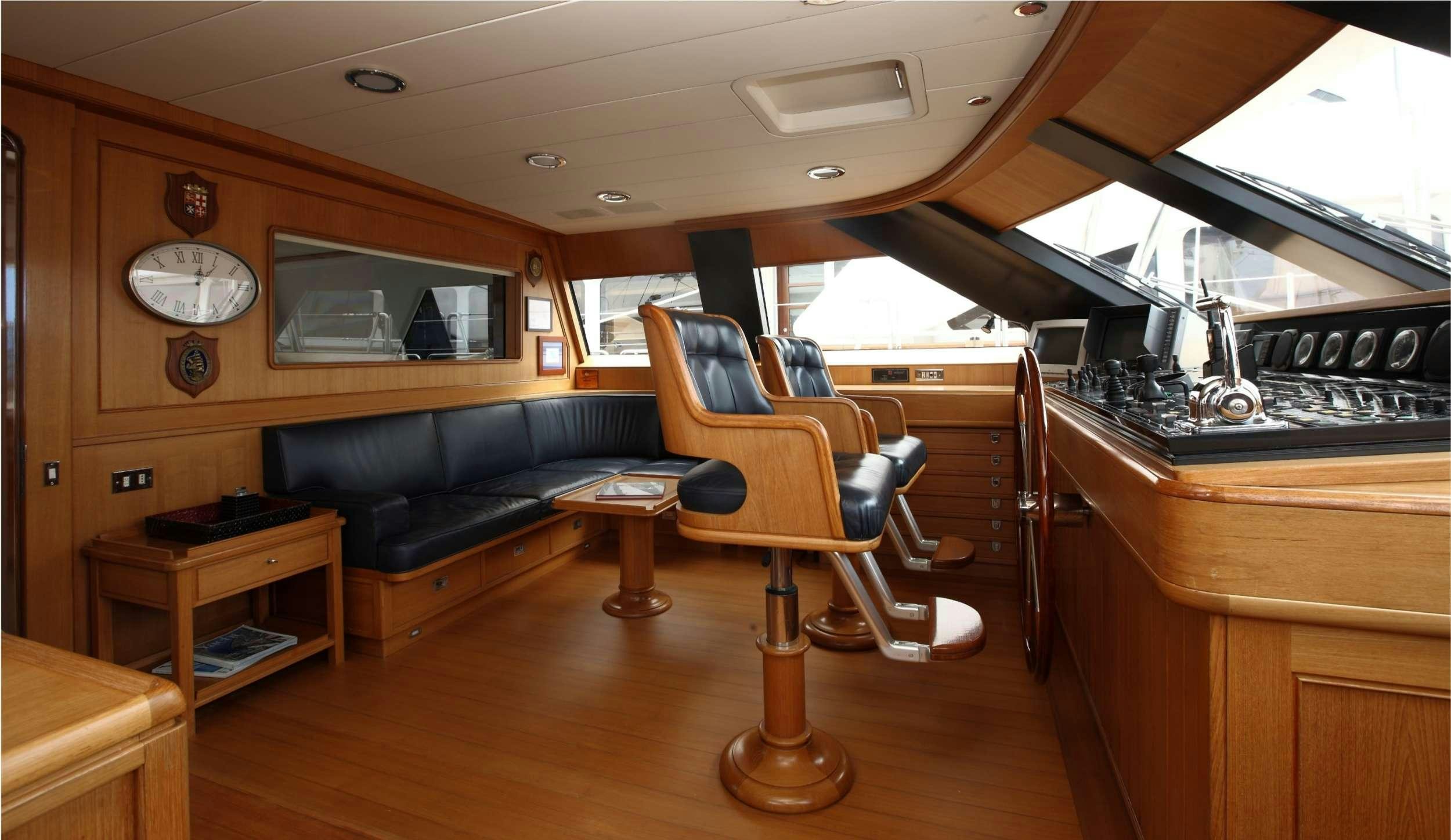 a room with a couch and a table and a chair aboard HERITAGE M Yacht for Charter
