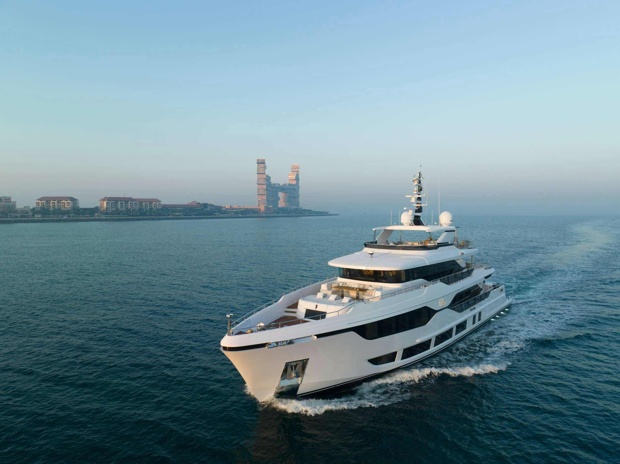a boat on the water aboard OLIVIA Yacht for Charter