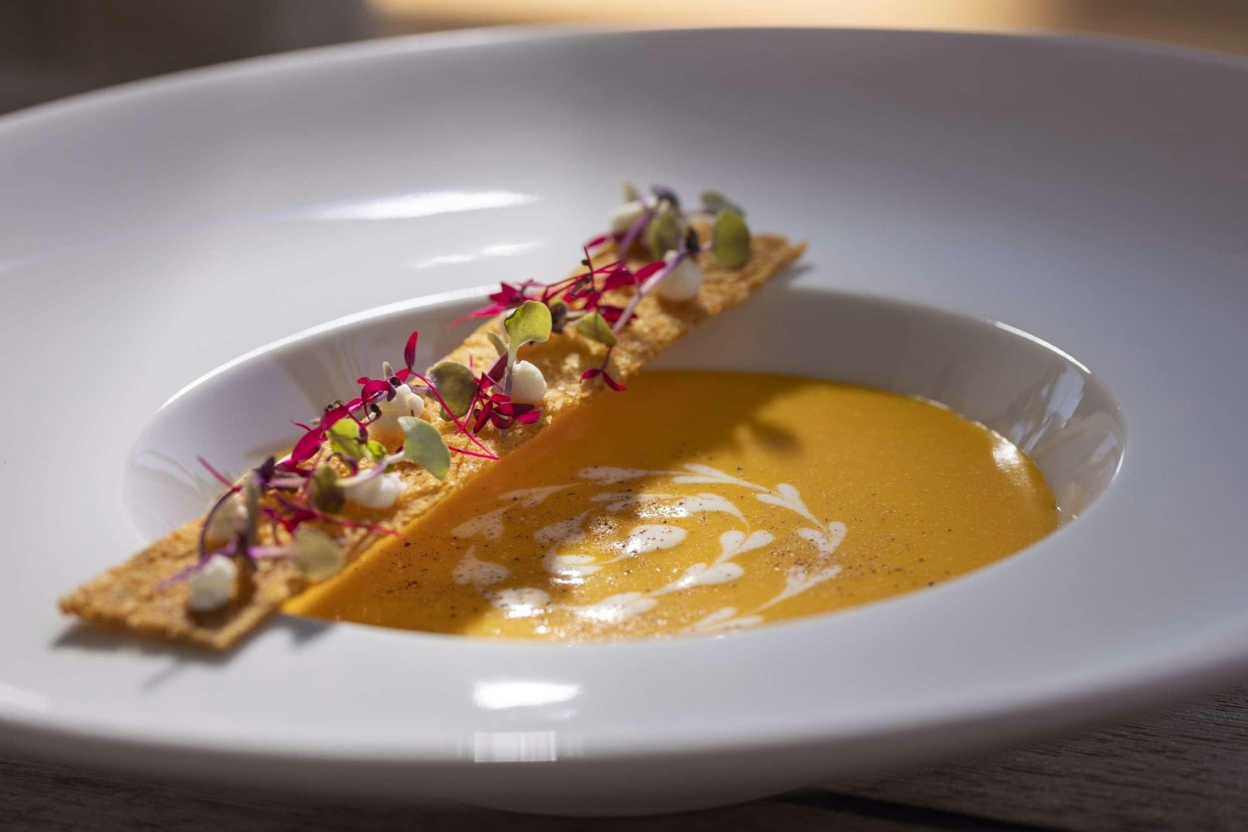 a plate of food aboard M/S AURUM SKY Yacht for Charter