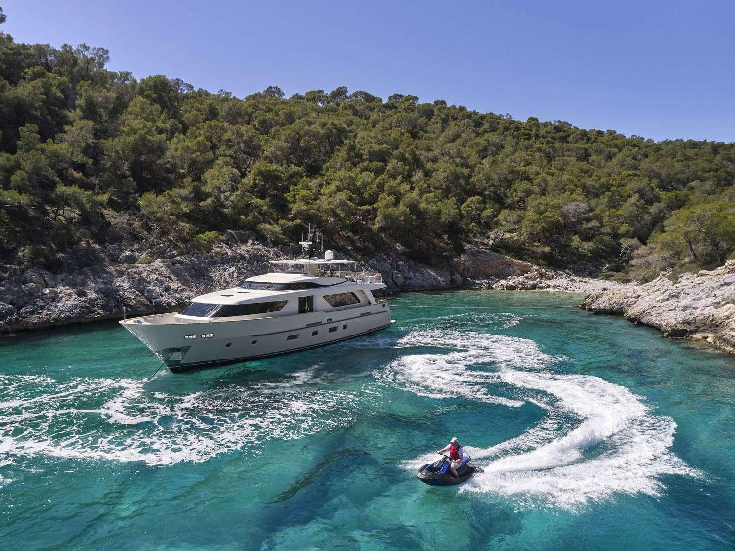 a boat on the water aboard FLOR Yacht for Charter