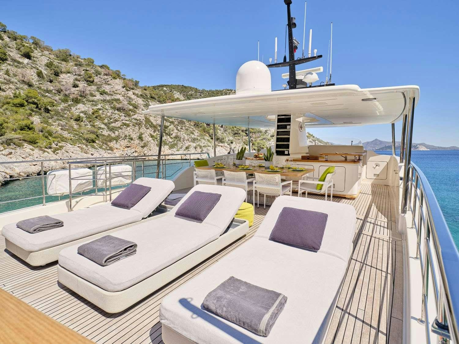 a boat on the water aboard FLOR Yacht for Charter