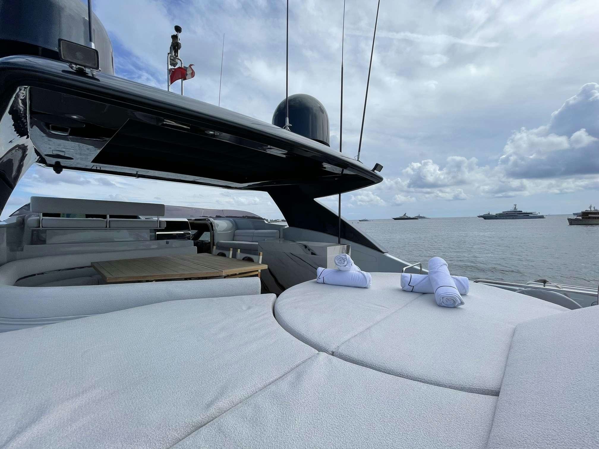 a boat on the water aboard FERRETTI 881 RPH Yacht for Charter