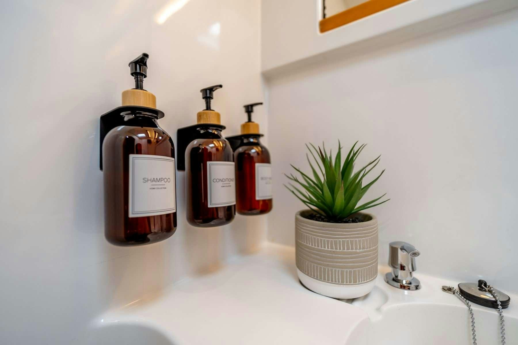 a couple of bottles of alcohol on a counter aboard TABULA RASA Yacht for Charter