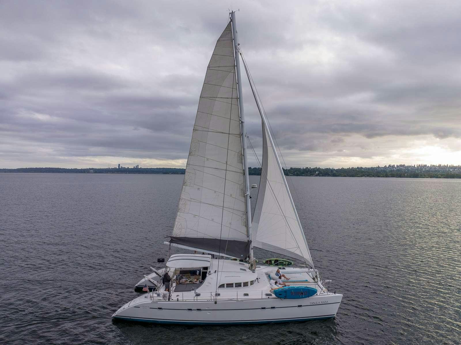 a sailboat on the water aboard TABULA RASA Yacht for Charter