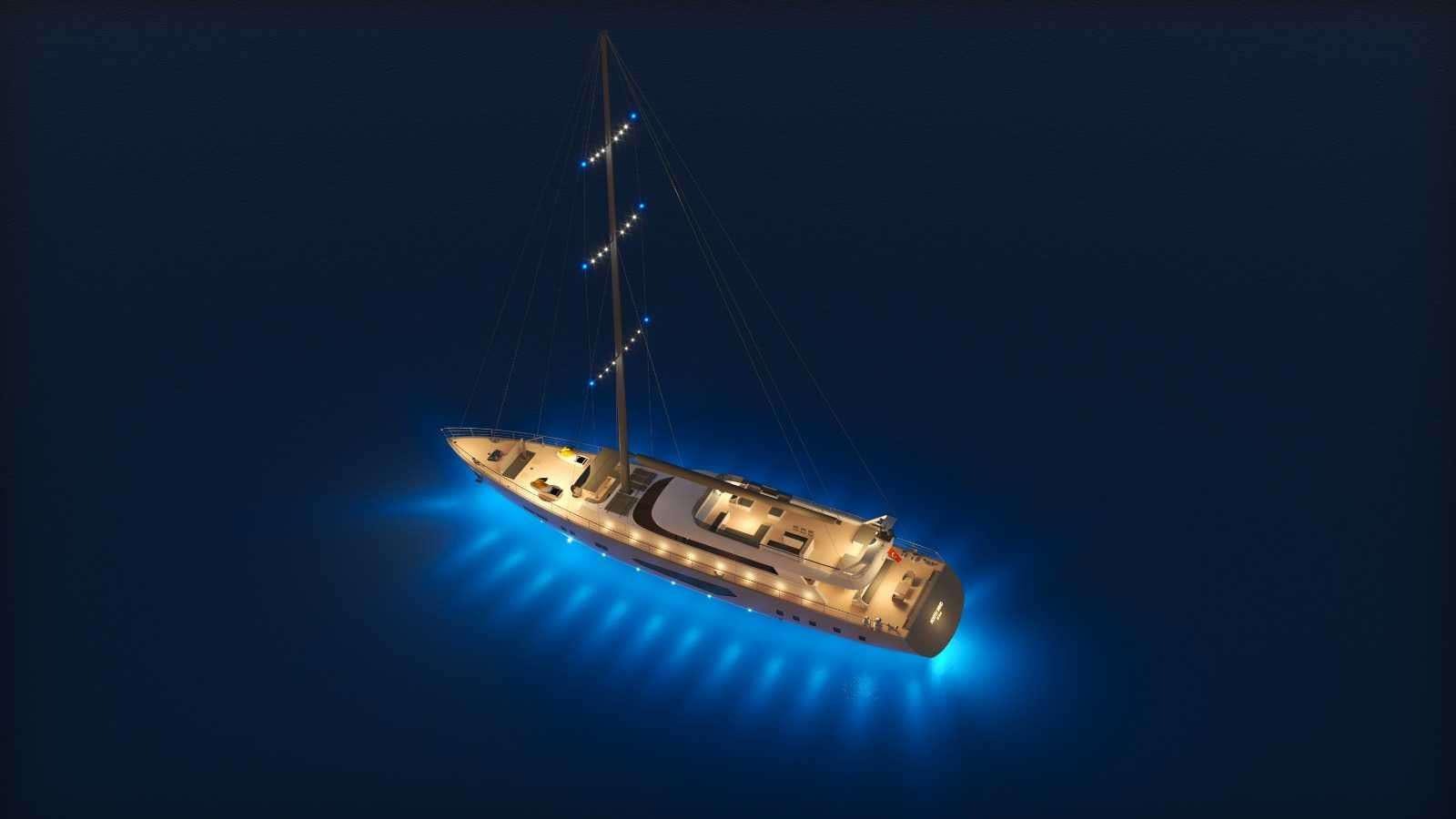 a space ship in space aboard NORTH WIND Yacht for Charter