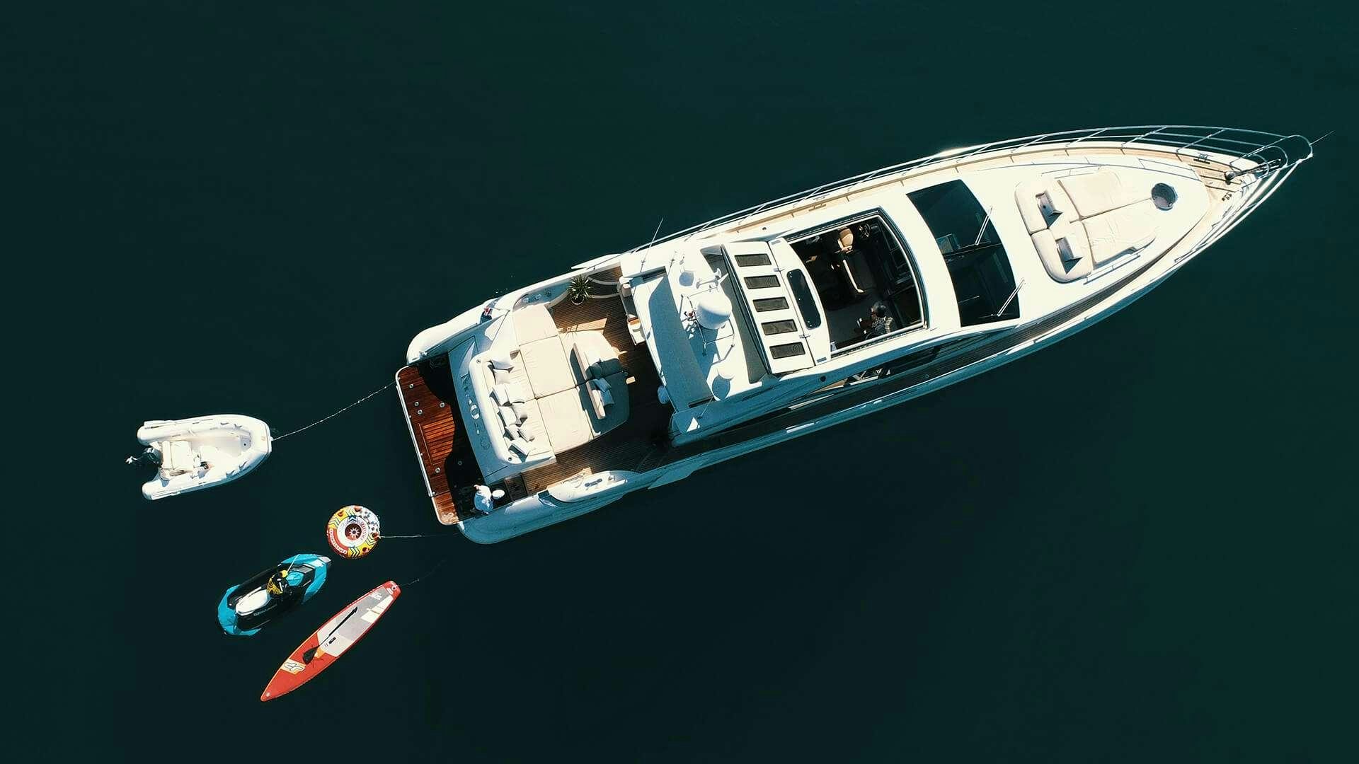 a high angle view of a helicopter aboard M/Y MAORO Yacht for Charter