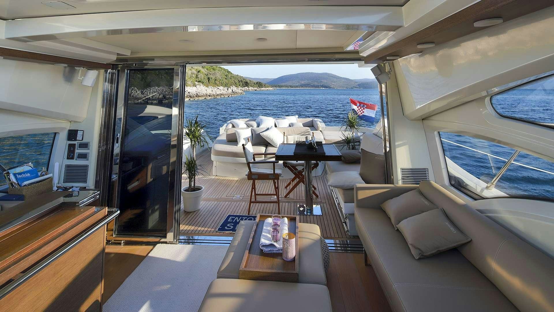 a room with a table and chairs aboard M/Y MAORO Yacht for Charter